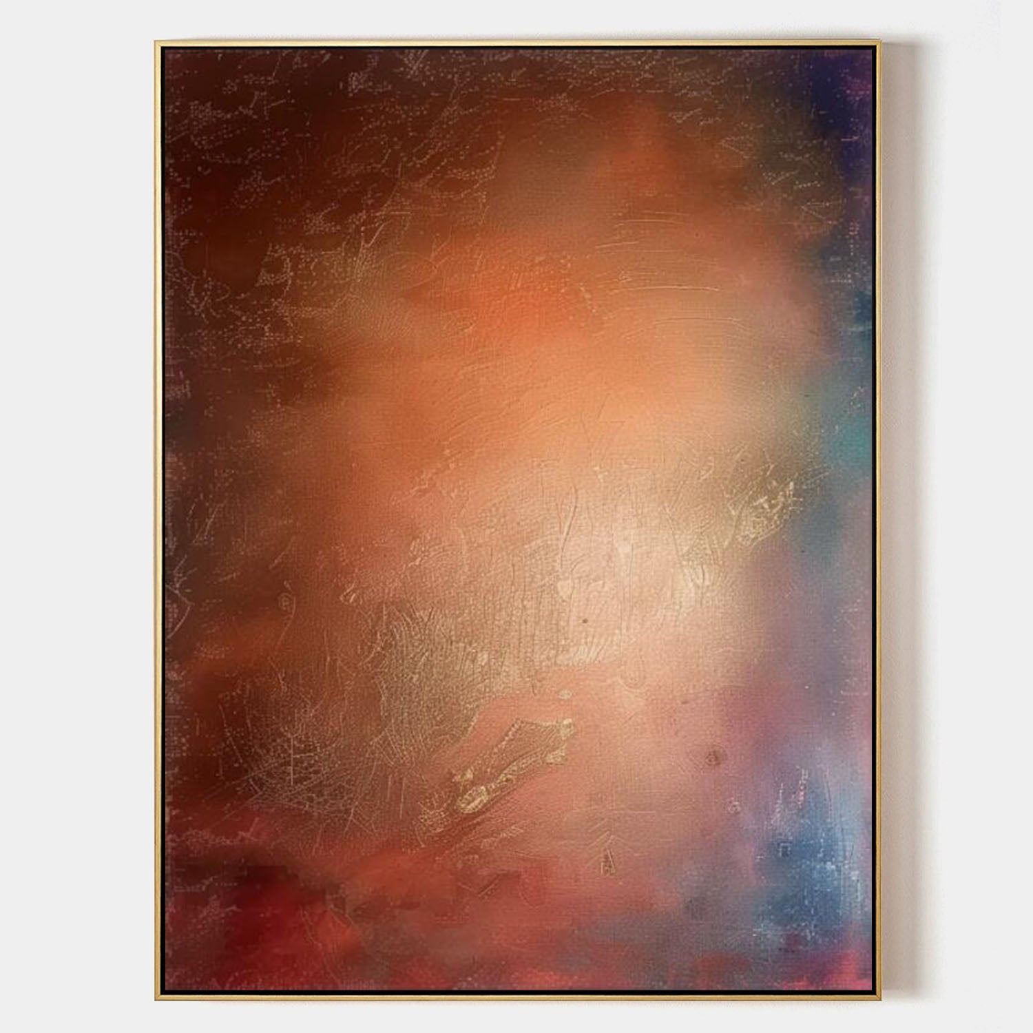 Orange Textured Abstract Art Wabi-Sabi Wall Art Decor Orange Abstract Minimalist Oil Painting On Canvas