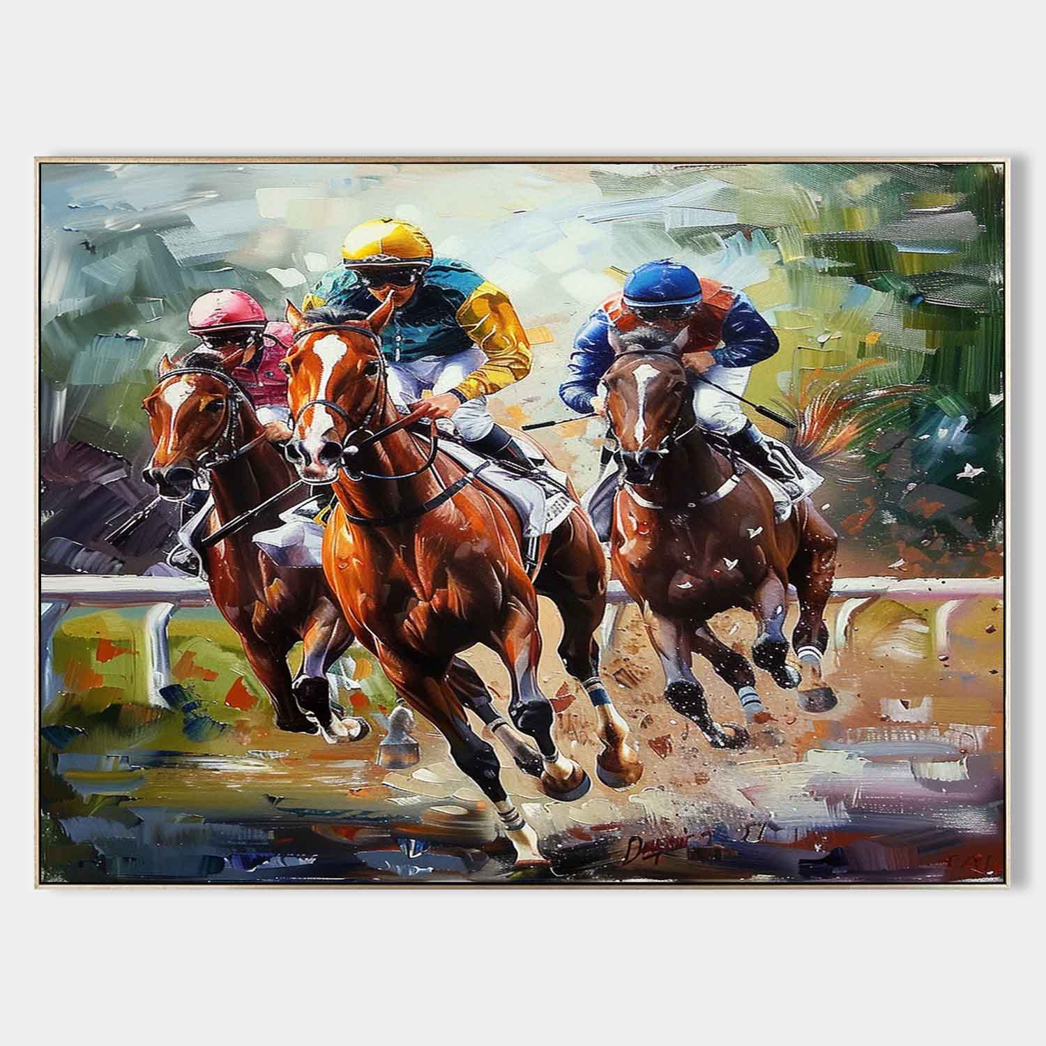 Horse Racing Canvas Wall Painting Decor Horse Racing Canvas Art For Sale Horse Racing Wall Art