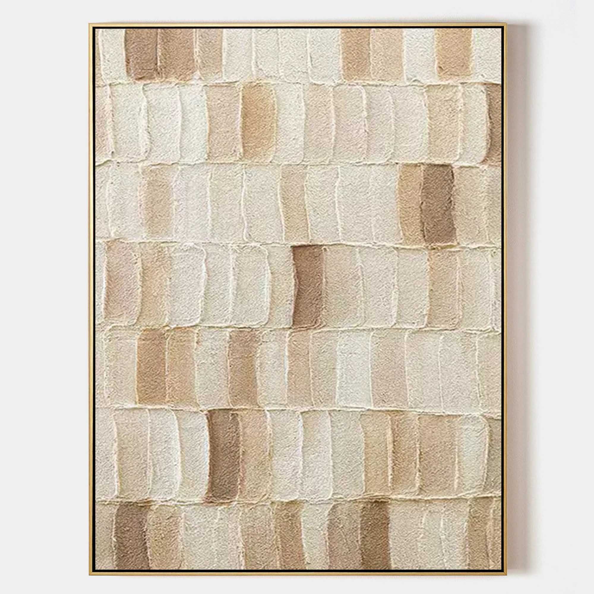 3D Beige Textured Acrylic Abstract Painting Beige Wall Art Beige Textured Canvas Abstract Art