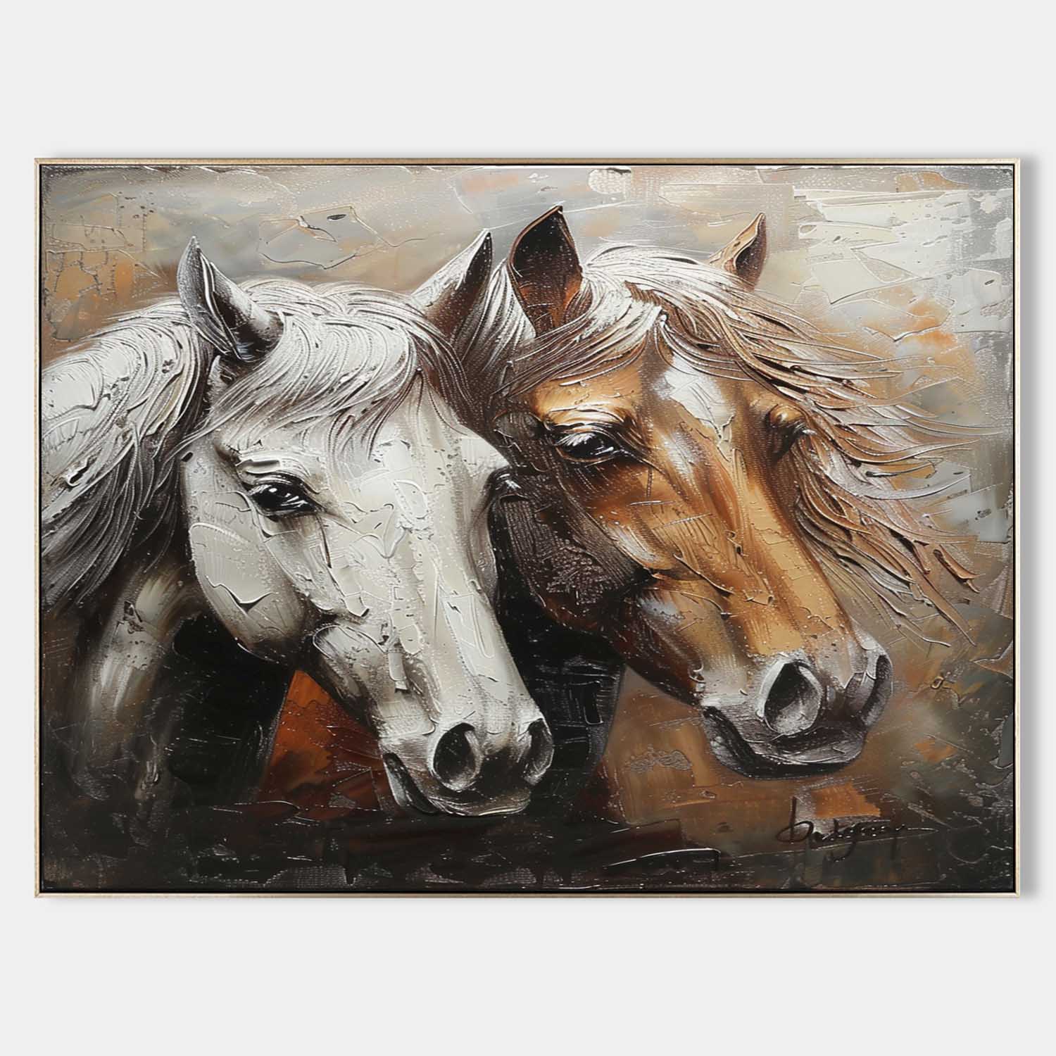 Couple Horse Canvas Wall Art Decoration Horse Oil Painting Horse Wall Hanging Paintings For Sale