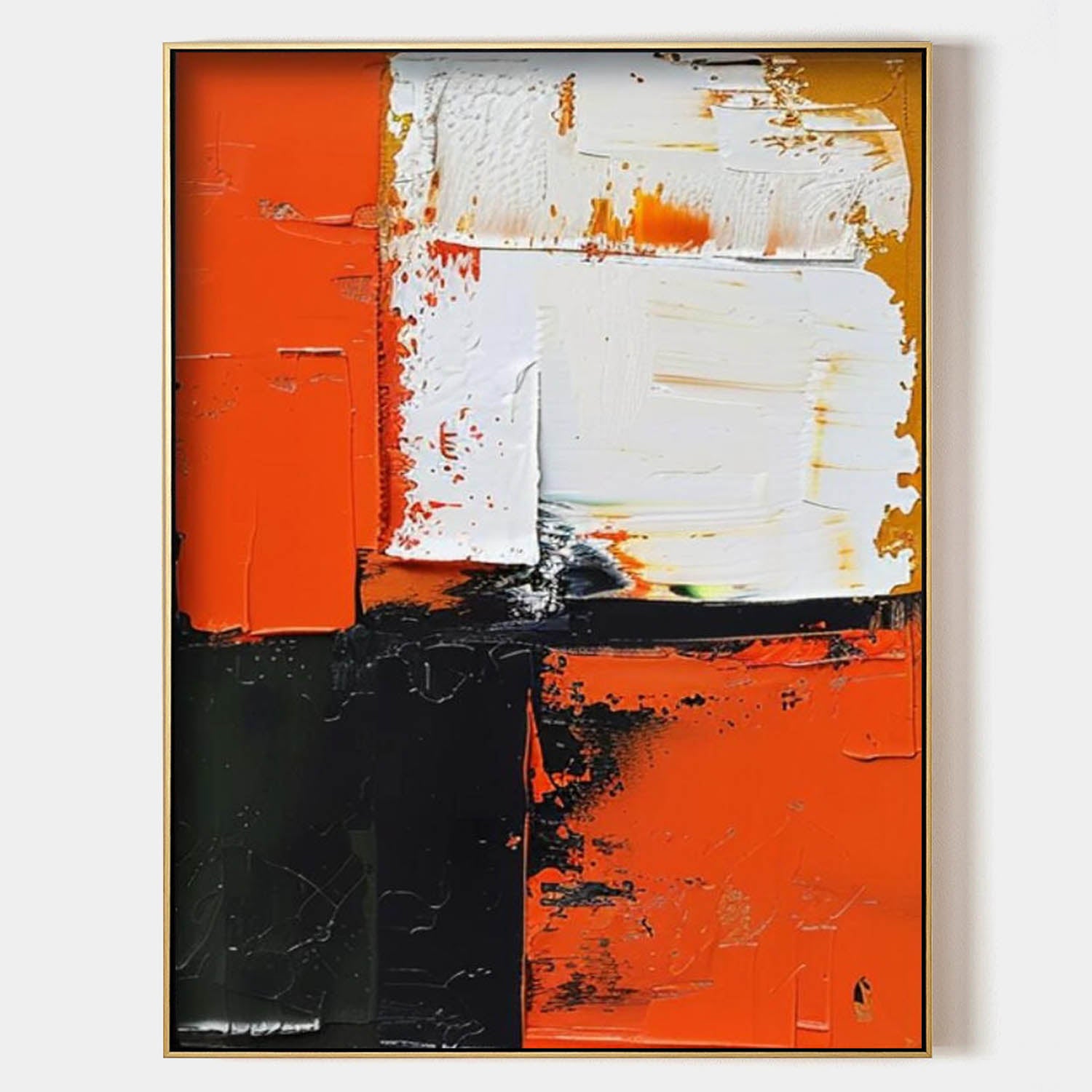 Large Orange and Black Texture Painting Orange and Black Abstract Art for Sale Orange and Black Canvas Wall Art