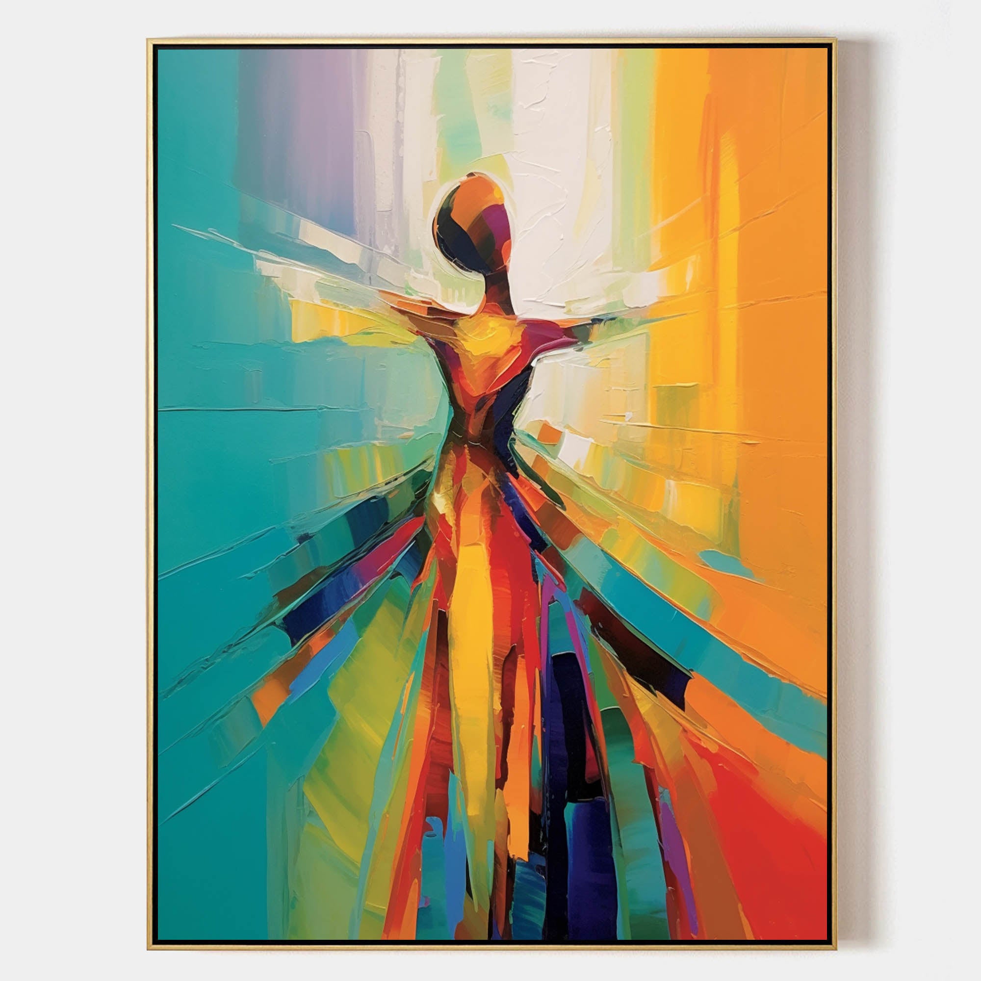 Large Abstract Oil Painting of Dancing Girl Dancing Girl Art on Canvas Dancing Girl Canvas Wall Art