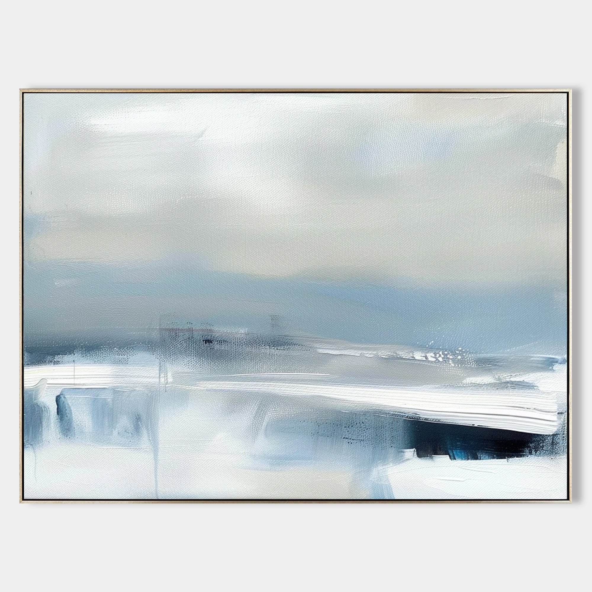 Large Light Blue Abstract Art Canvas Light Blue Canvas Wall Decor Light Blue Abstract Oil Painting