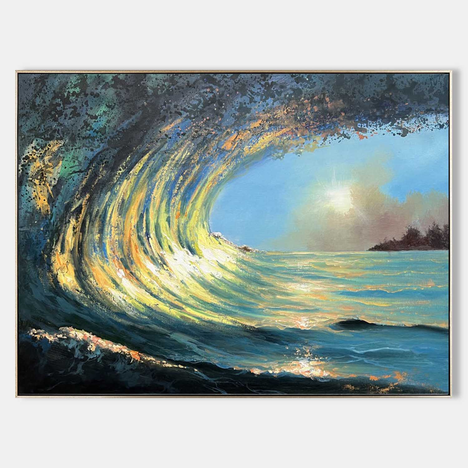 Realistic Sea Oil Painting Realism Art for Sale Blue Waves Realistic Wall Art Decor Sea Canvas Art