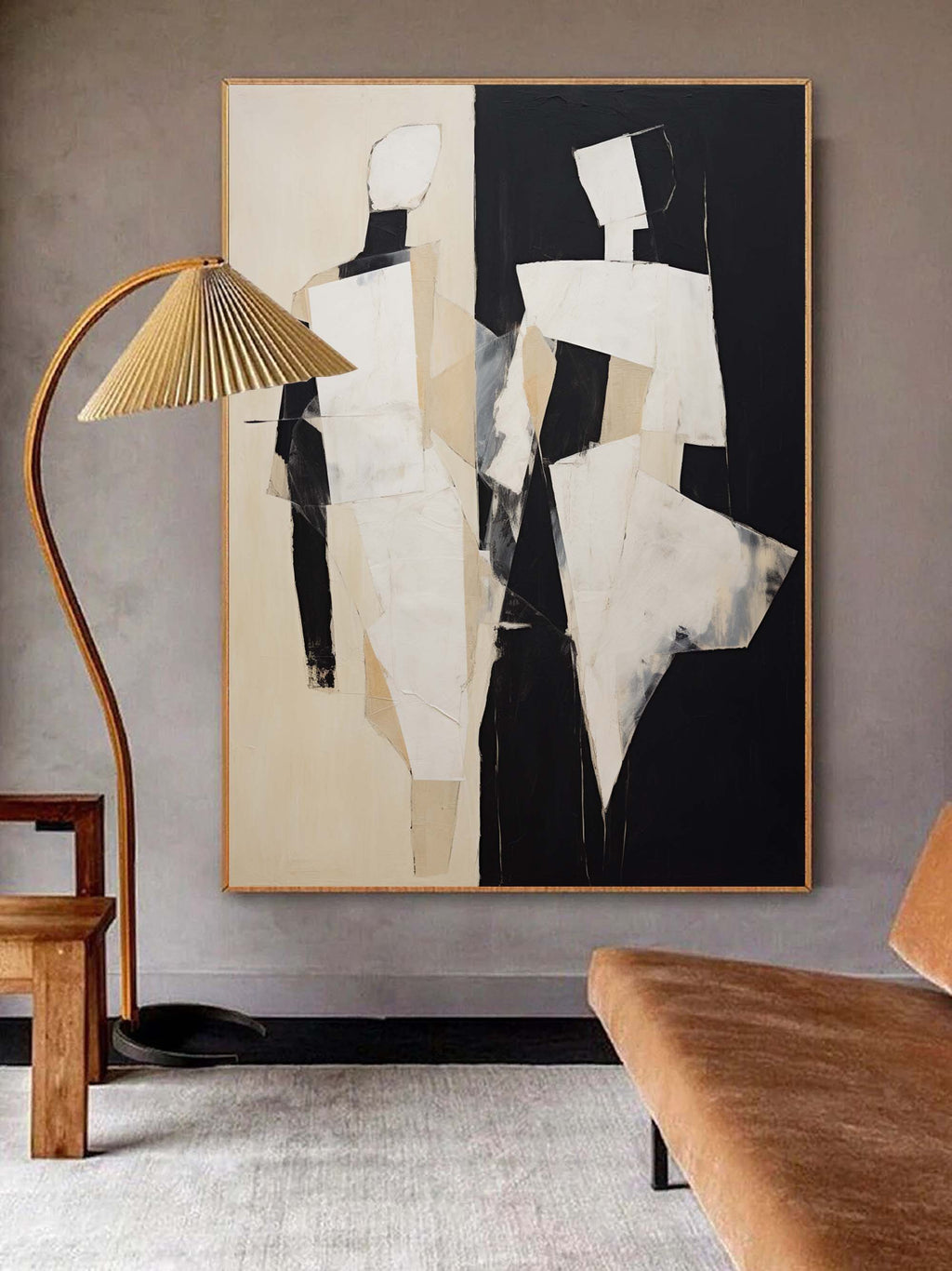 Black And Beige Abstract Art Black And Beige Minimalistic Wall Art 