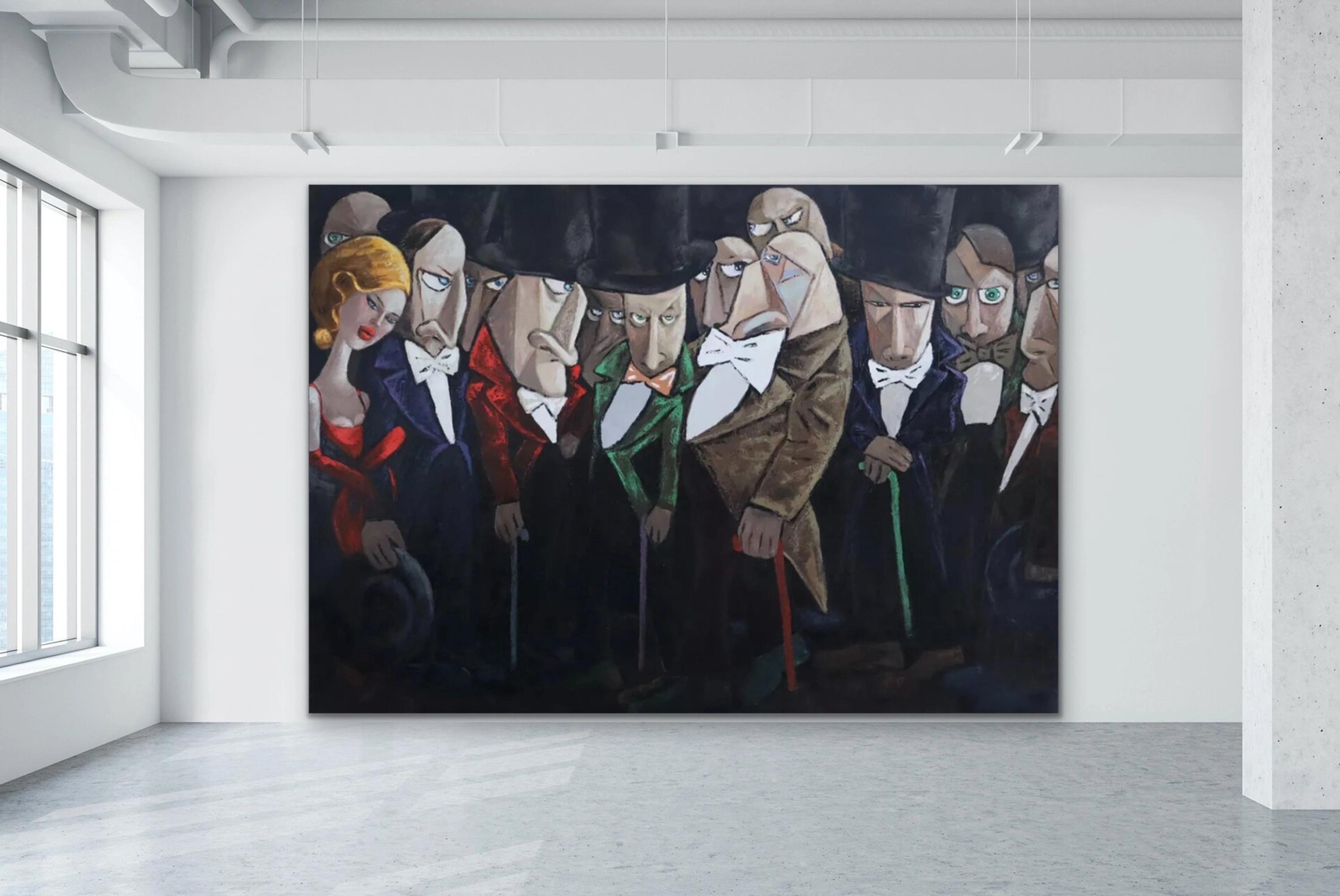 Suit Man Party Oil Painting Suit Store Wall Art Opera House Wall Hanging Painting Suit Man Graffiti Canvas Art