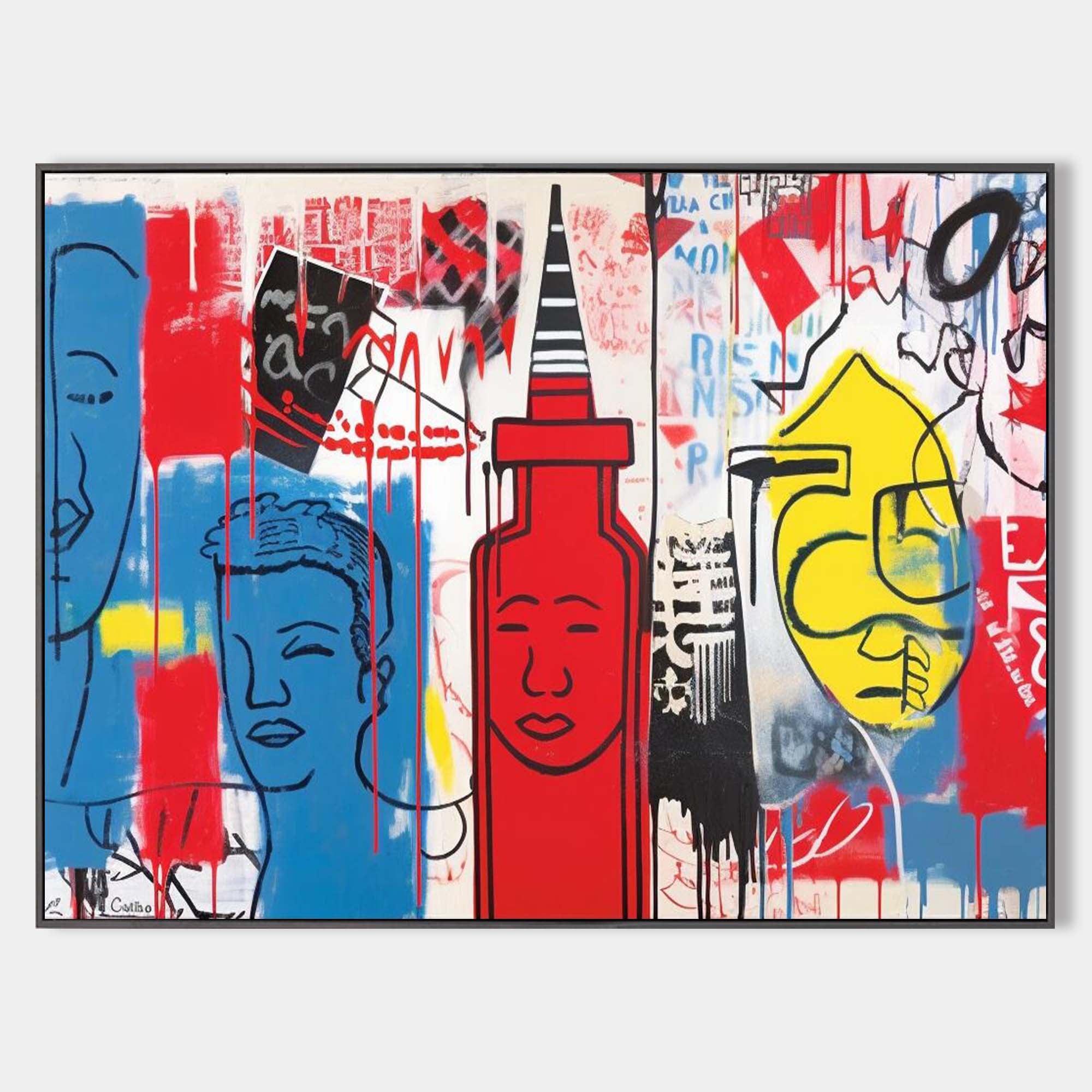 Large Graffiti Canvas Wall Art Fun Pop Abstract Canvas Art Framed ...