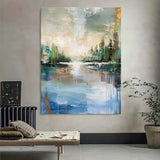 Lakeside Sunset Abstract Landscape Art for Sale Lakeside Sunset Abstract Landscape Canvas Wall Painting