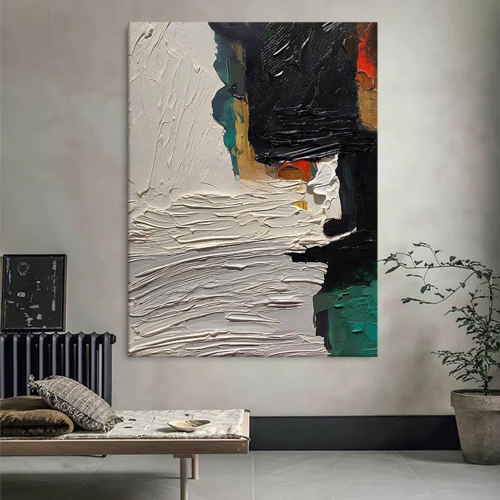 Gray and Black Abstract Art on Canvas 3D Gray and Black Abstract Painting for Sale Textured Wall Art