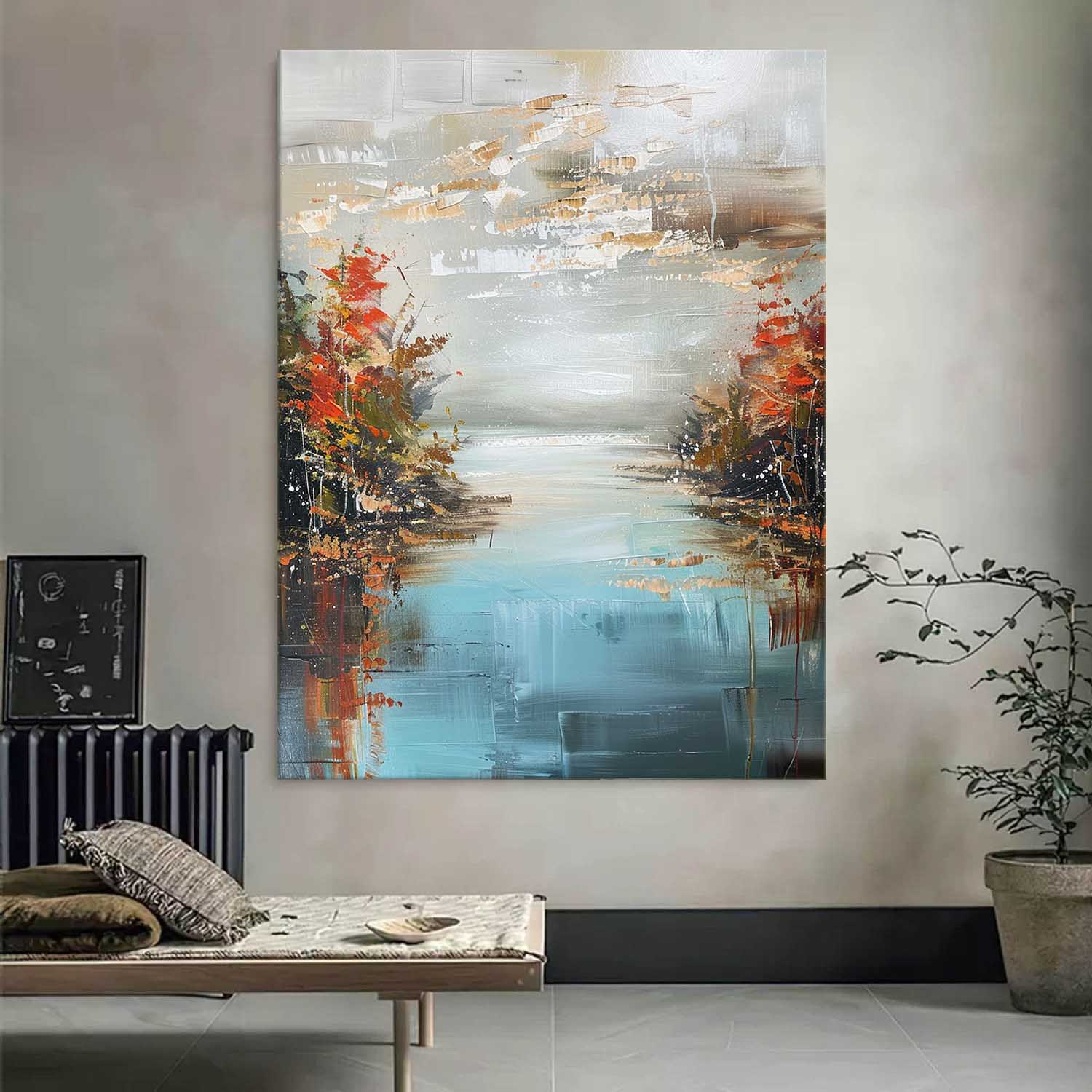 Lakeside Abstract Landscape Art for Sale Lakeside Abstract Landscape Canvas Wall Painting