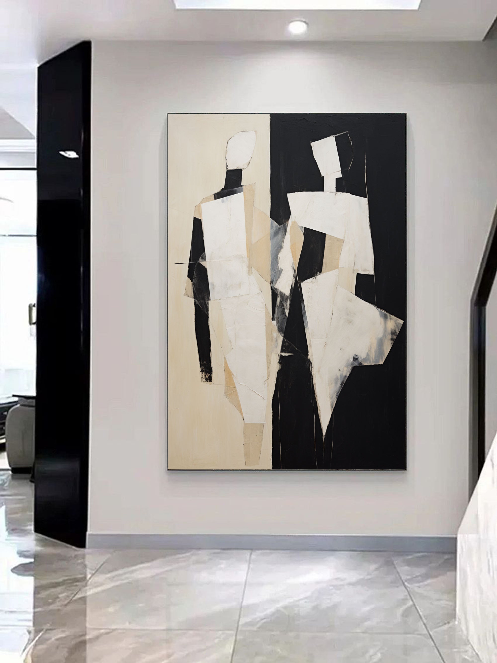 Black and Beige Abstract Art Black and Beige Minimalistic Wall Art ...