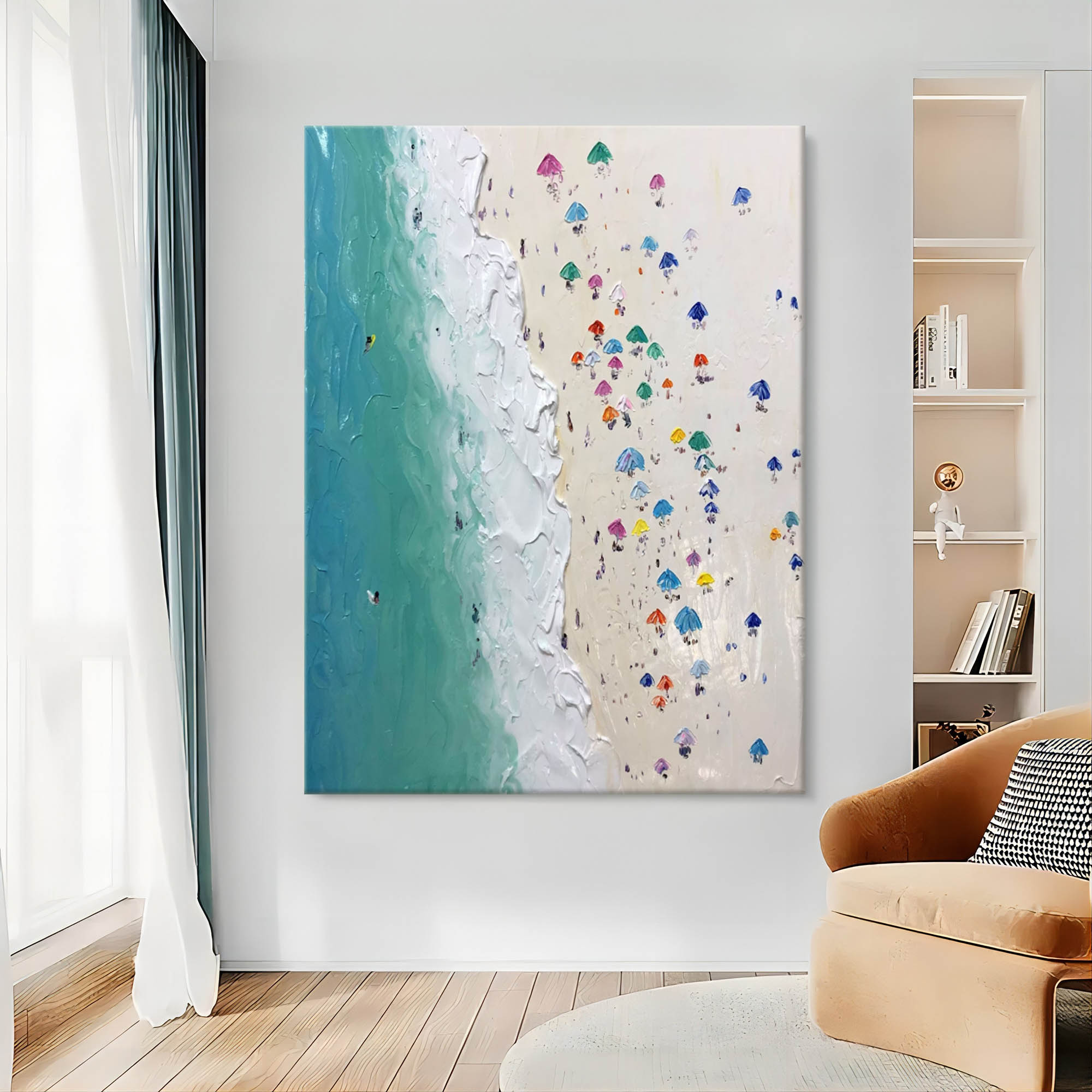 Sea Shore Wall Art Sea Shore Oil Painting On Canvas 3D Plaster Art Summer Sea Painting For Sale