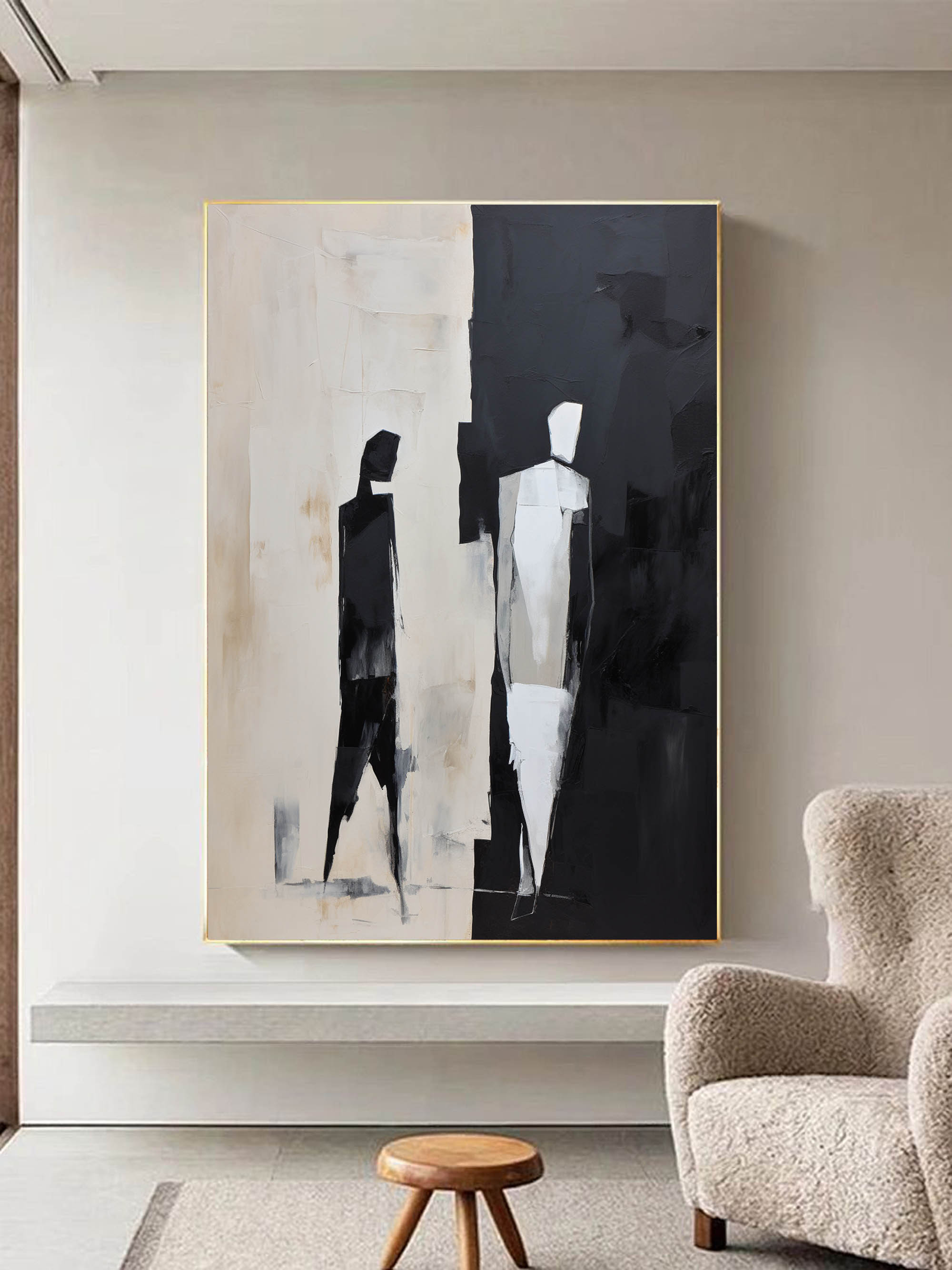 Black and Beige Minimalist Wall Art Decor Black and Beige Minimalist ...