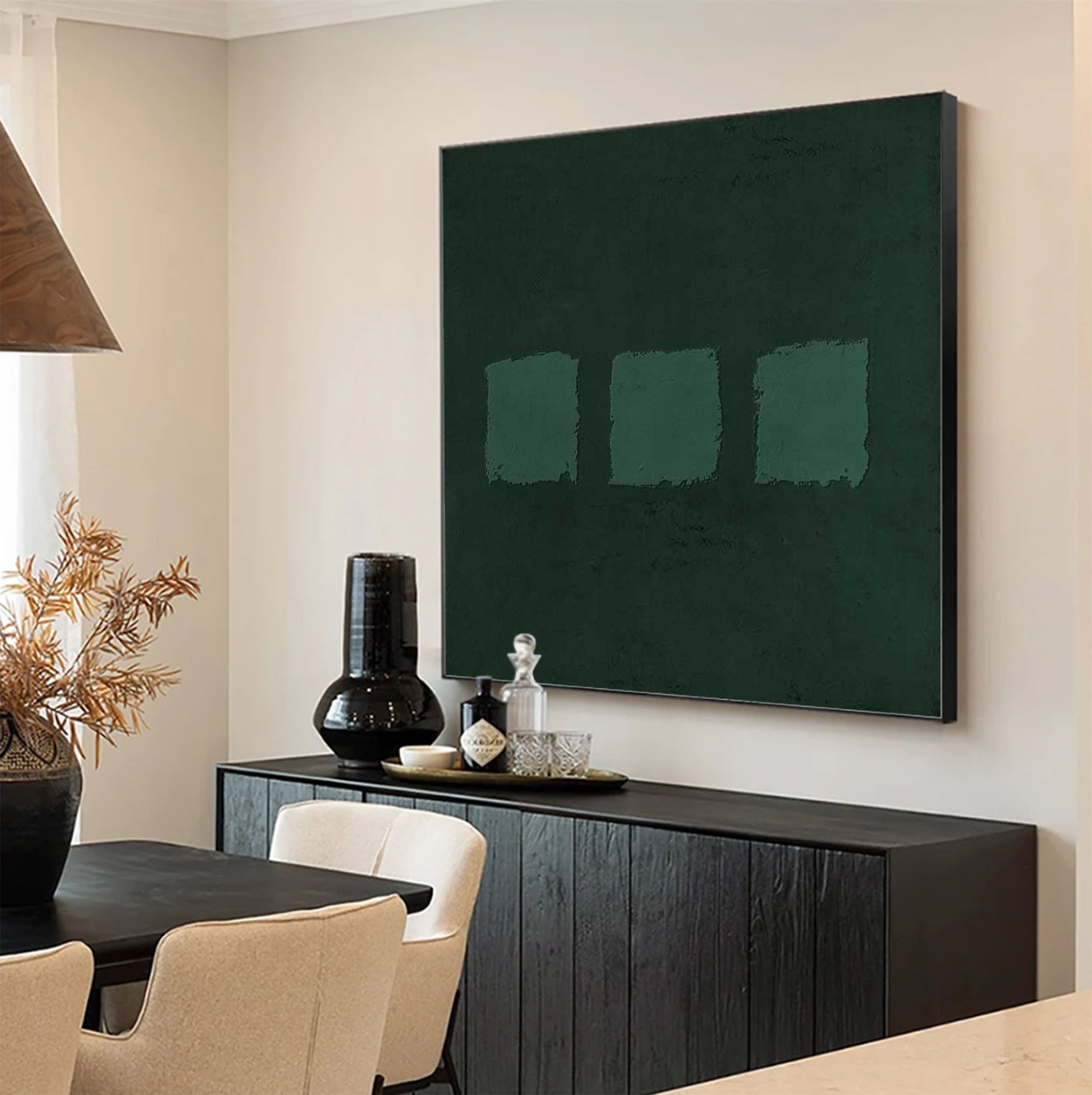 Green Oil Painting Green Abstract Art Canvas Wabi Sabi Wall Art Mimimalist 3D Texture Wall Paintings