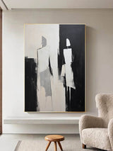 Black and Beige Minimalist Wall Art Black and Beige Abstract Painting ...