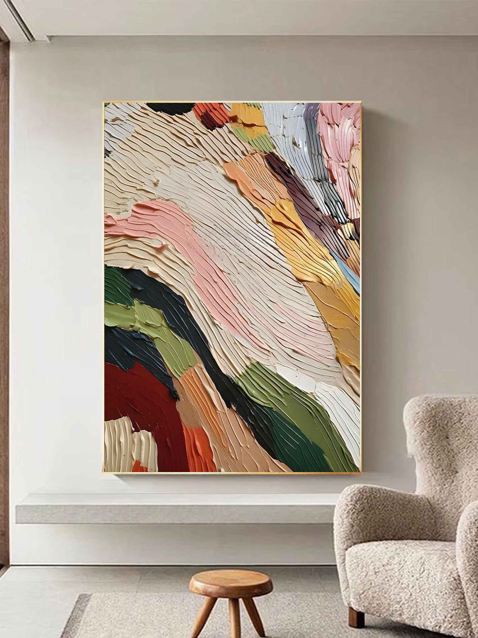 Palette Knife Abstract Oil Painting Colorful Canvas Art Textured Wall Art Abstract Wall Decor Painting