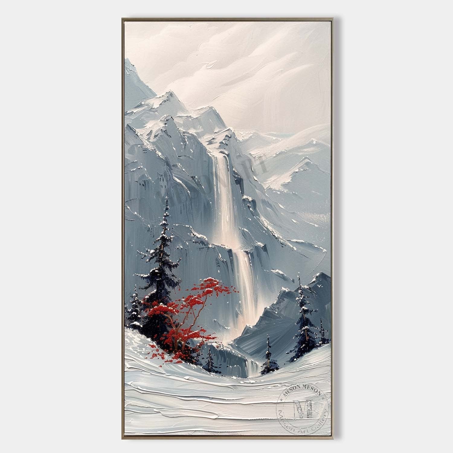 Large Waterfall Canvas Art for Sale Blue Snow Mountain Waterfall Texture Wall Art