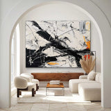 Large Black and White Abstract Art for Sale Black and White Expressionist Oil Paintings