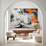 Large White and Orange Abstract Art for Sale White and Orange Expressionist Canvas Wall Art Decor