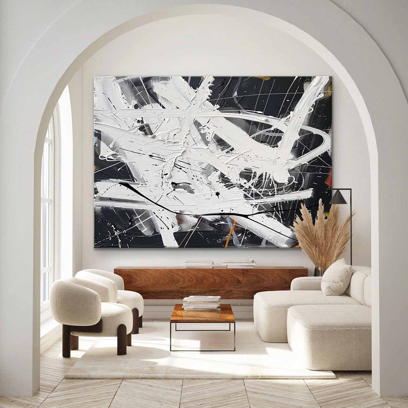 Large Black and White Modern Wall Paintings for Sale Black and White Abstract Art Canvas