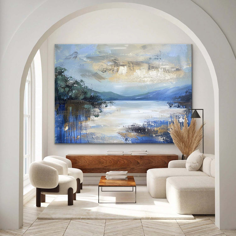 Large Blue Landscape Abstract Art for Sale Blue Landscape Abstract Canvas Wall Painting