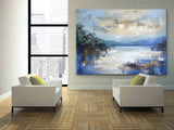 Large Blue Landscape Abstract Art for Sale Blue Landscape Abstract Canvas Wall Painting