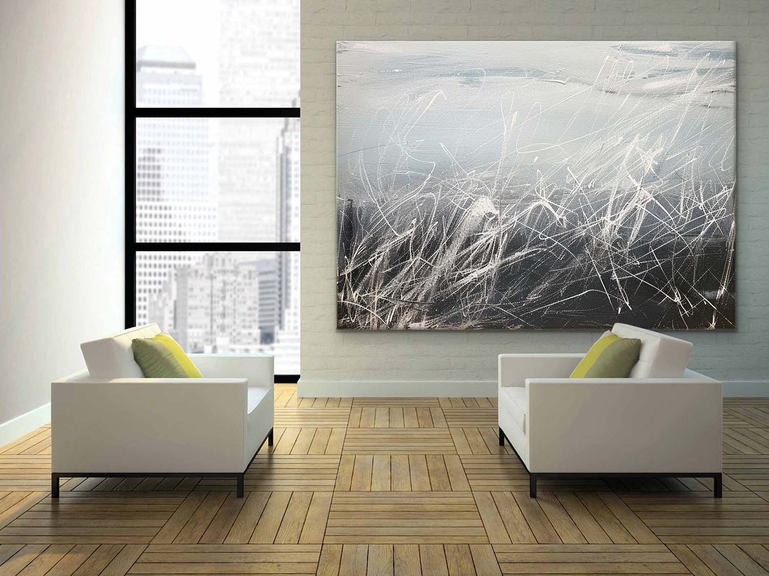 Large Grey and Black Minimalist Canvas Art for Sale Grey and Black Minimalist Oil Paintings