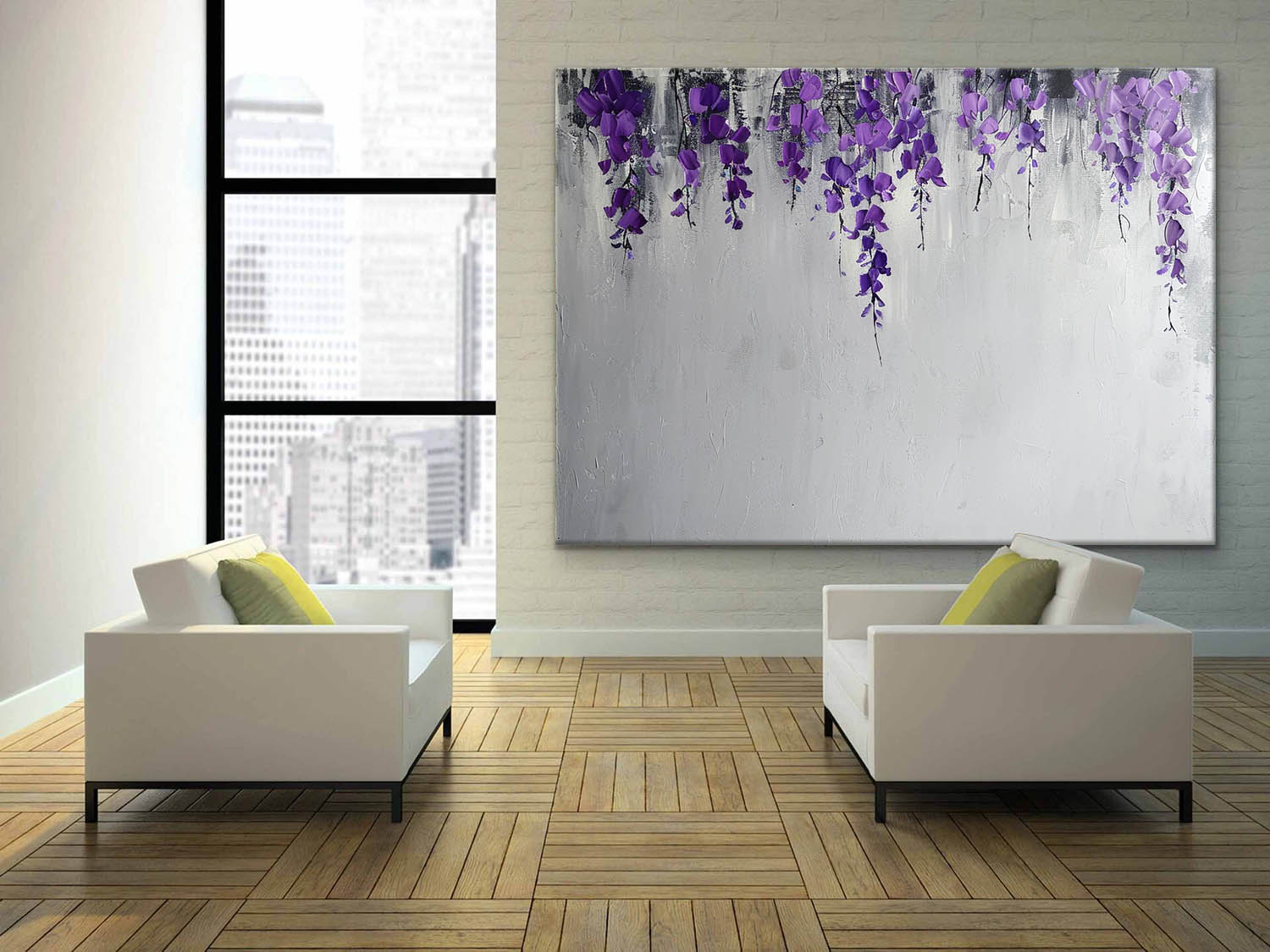 Wisteria Flowers Texture Painting Purple Flowers Canvas Art For Sale Wisteria Flowers Texture Wall Art Decor