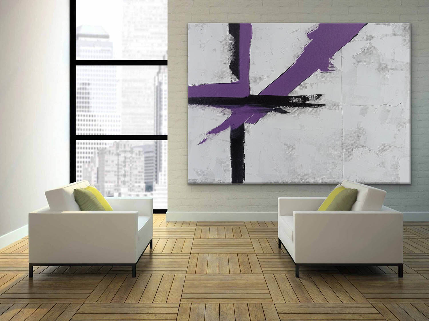 Large Purple and Grey Minimalist Abstract Texture Painting Purple and Grey Contemporary Minimalist Canvas Wall Art for Sale