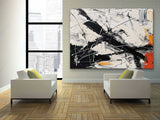 Large Black and White Abstract Art for Sale Black and White Expressionist Oil Paintings