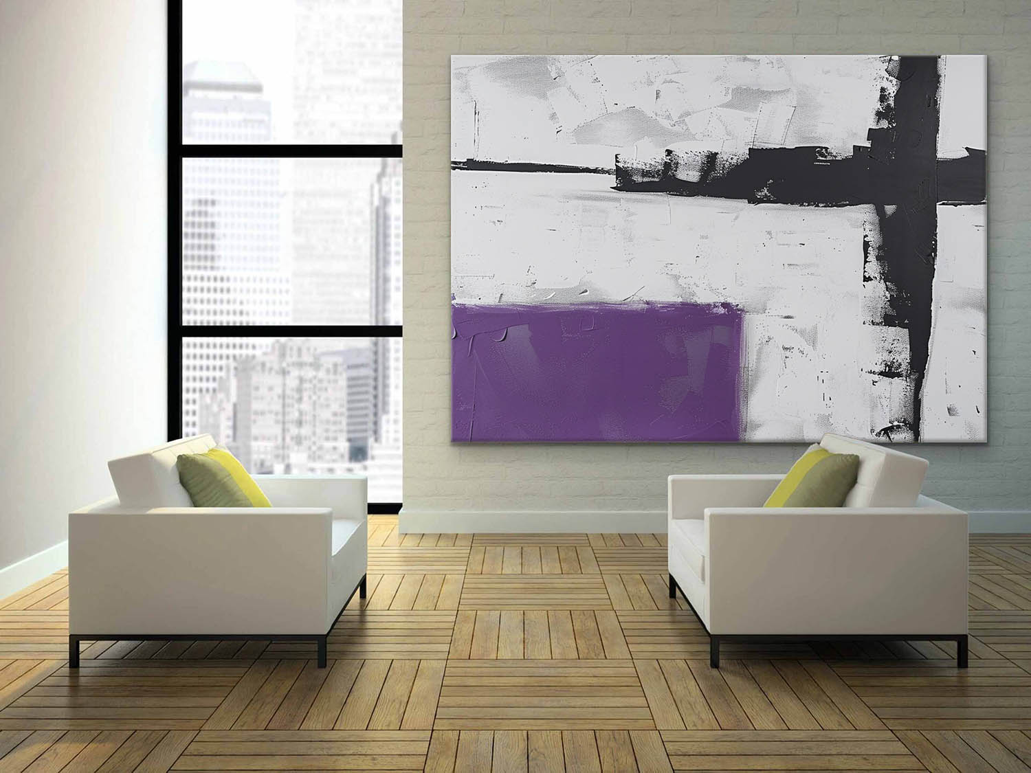 Large Purple and Grey Minimalist Abstract Canvas Art Purple and Grey Minimalist Textured Wall Art