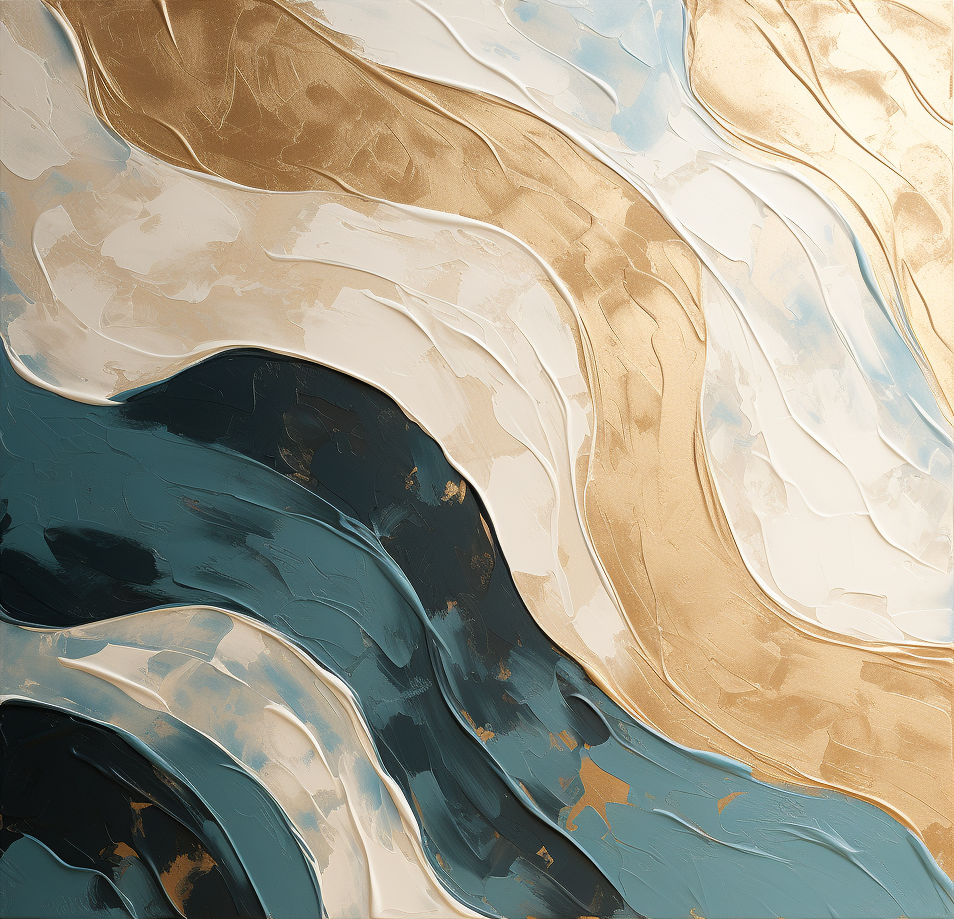 Large Gold and Blue Abstract Wall Art Gold and Blue Texture Painting Gold and Blue Wave Beach Art