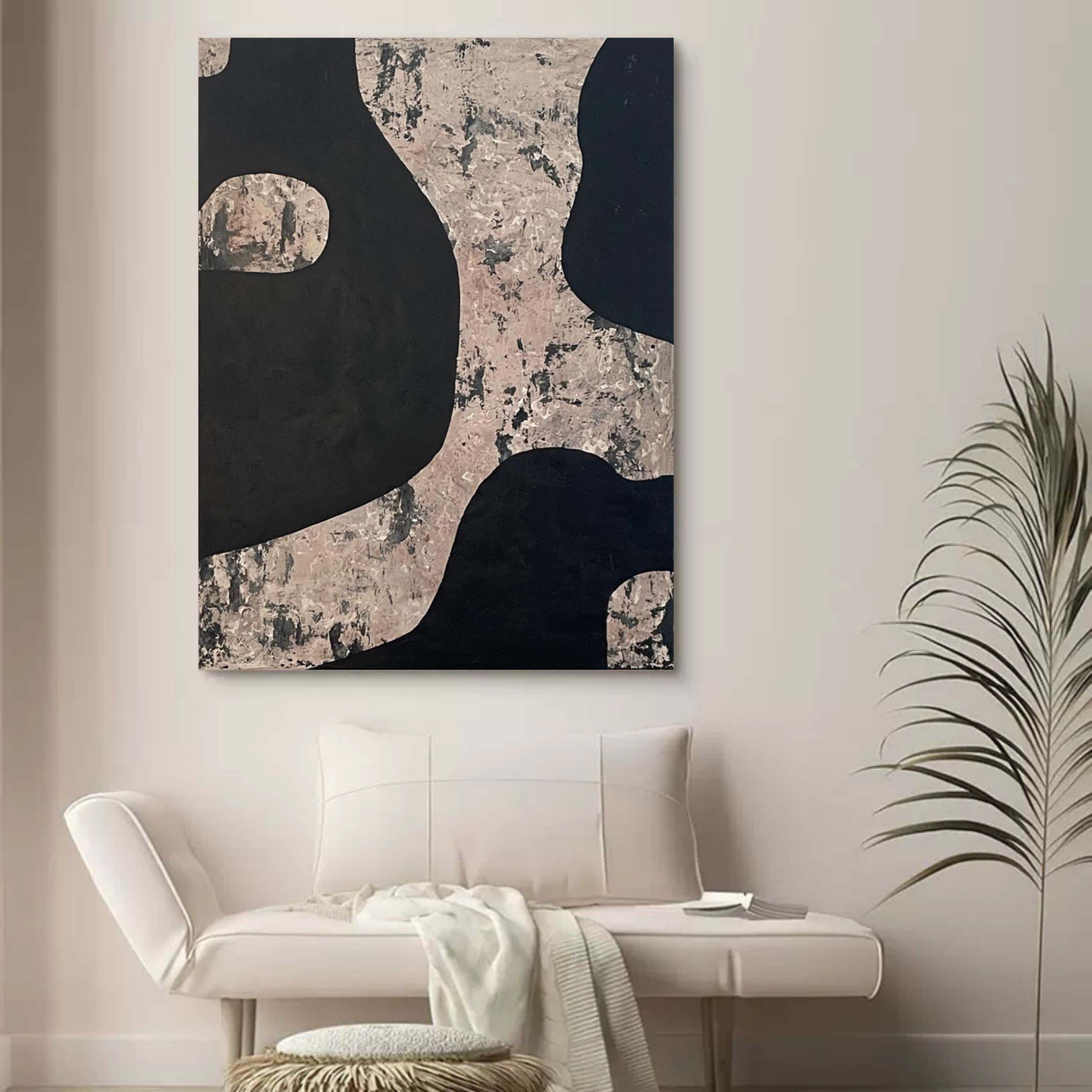 Black and Brown Abstract Canvas Art Wabi Sabi Wall Paintings Black and Brown Minimalist Wall Art