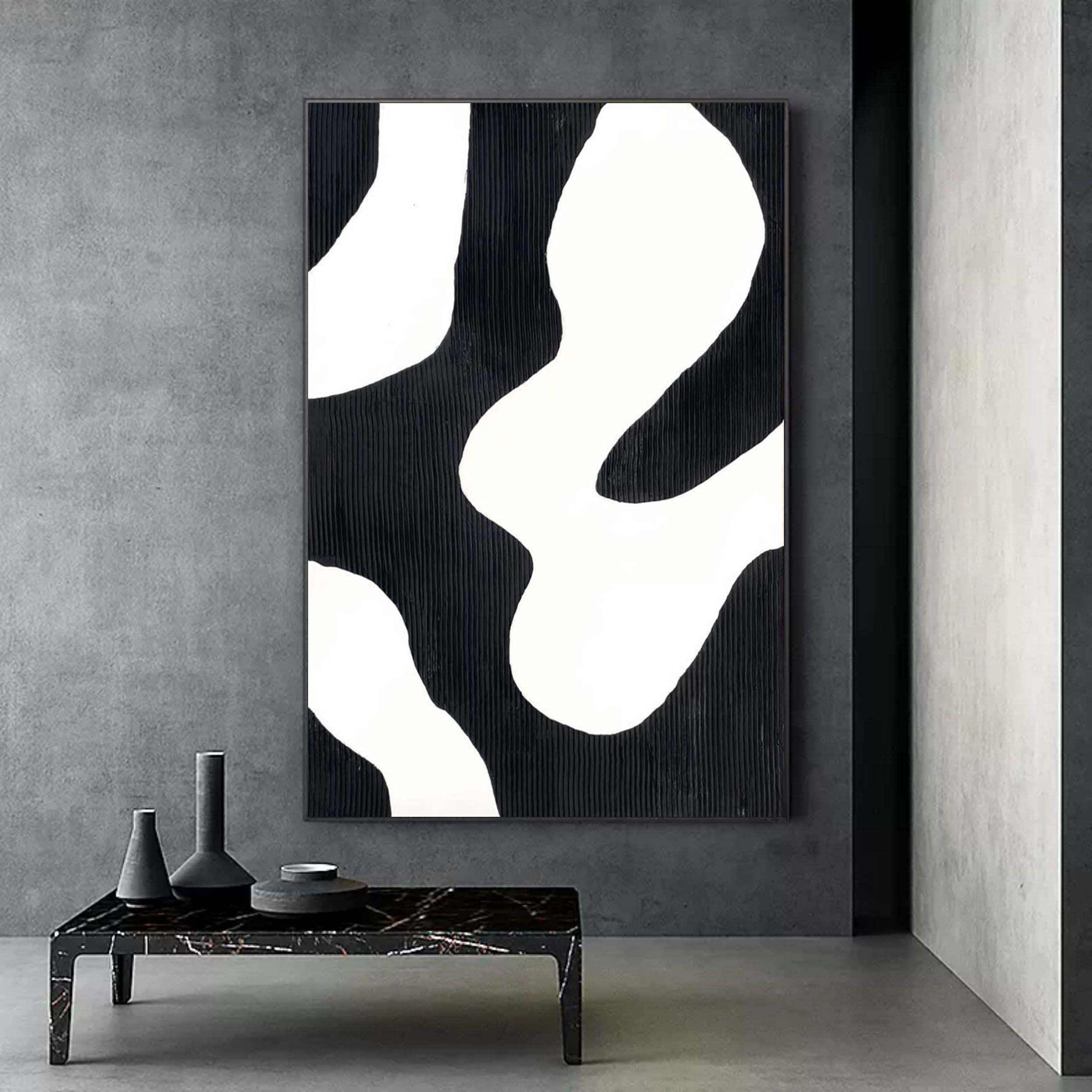 3D Black and White Minimalist Abstract Canvas Paintings for Sale Wabi Sabi Art Textured Wall Art