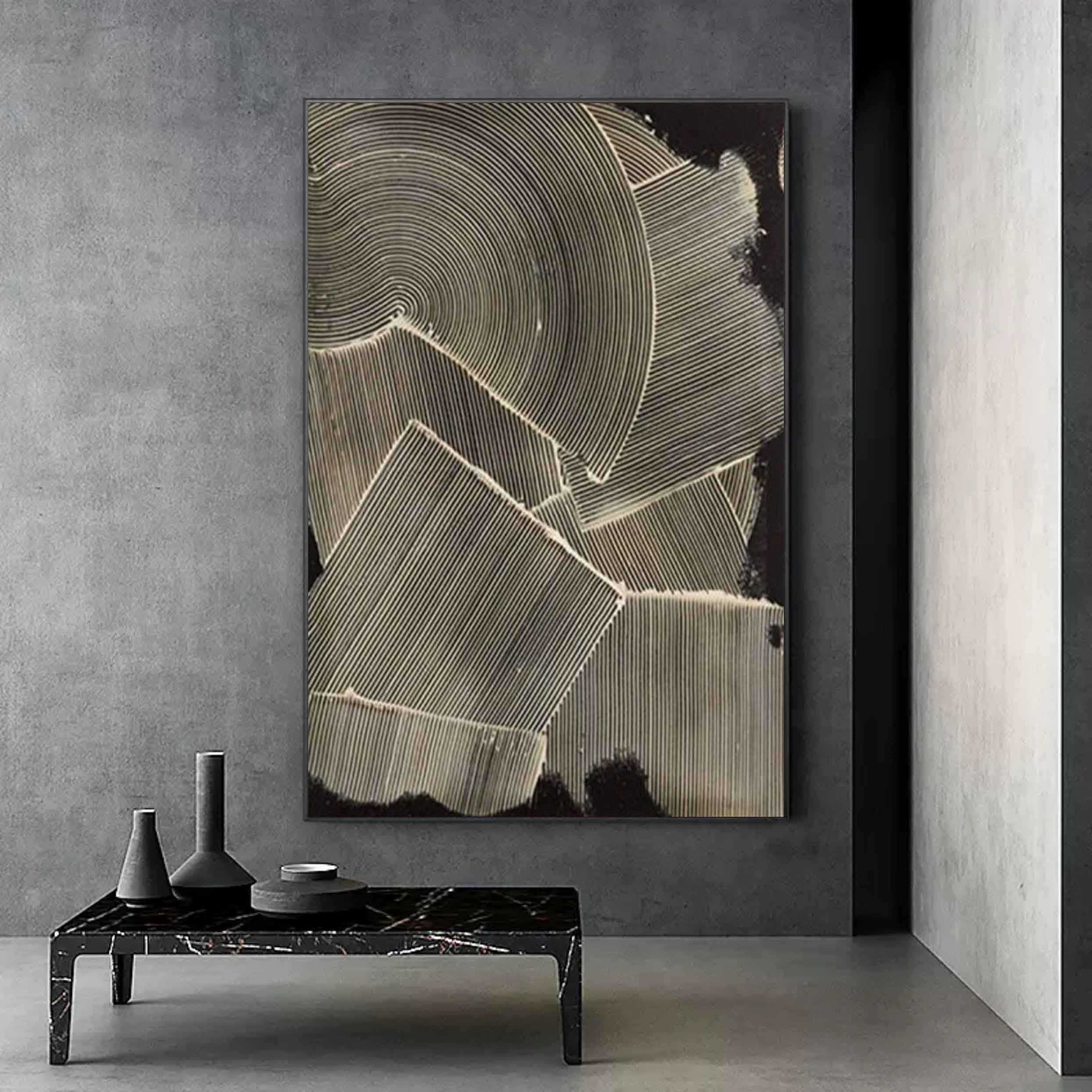 Black and White Textured Abstract Art Wabi Sabi Wall Decor Black and White Minimalist Wall Painting