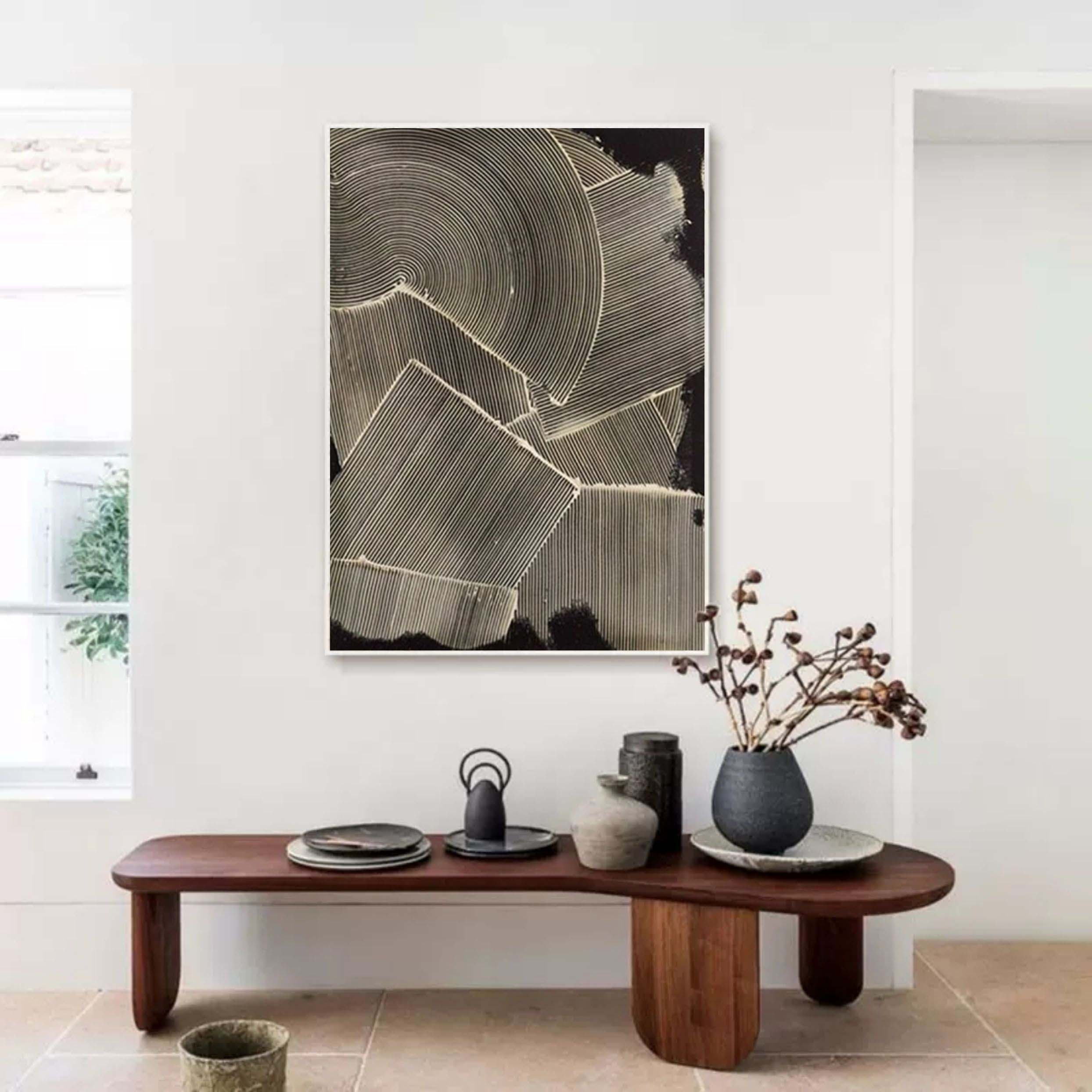 Black and White Textured Abstract Art Wabi Sabi Wall Decor Black and White Minimalist Wall Painting