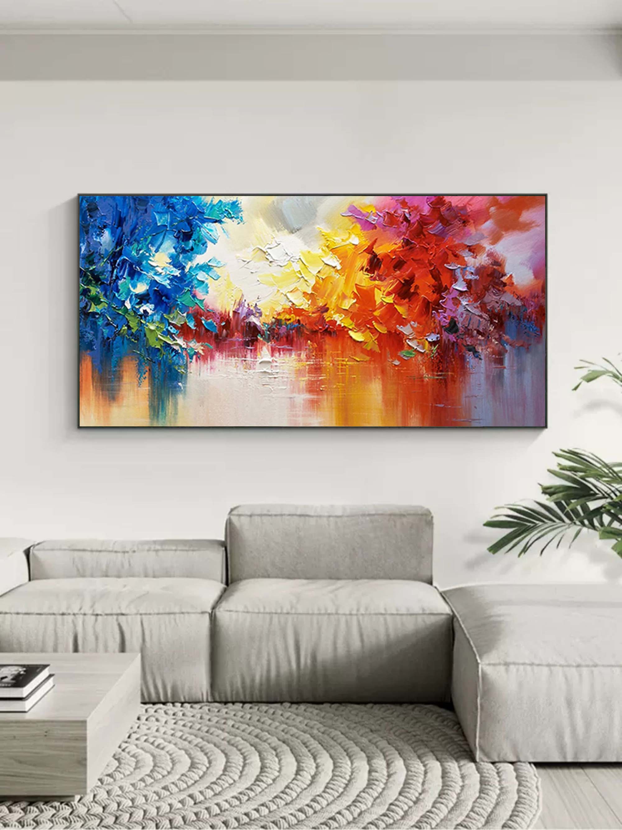 Large Colorful Oil Paintings 3D Colorful Abstract Art Canvas Color Textured Wall Hanging Painting