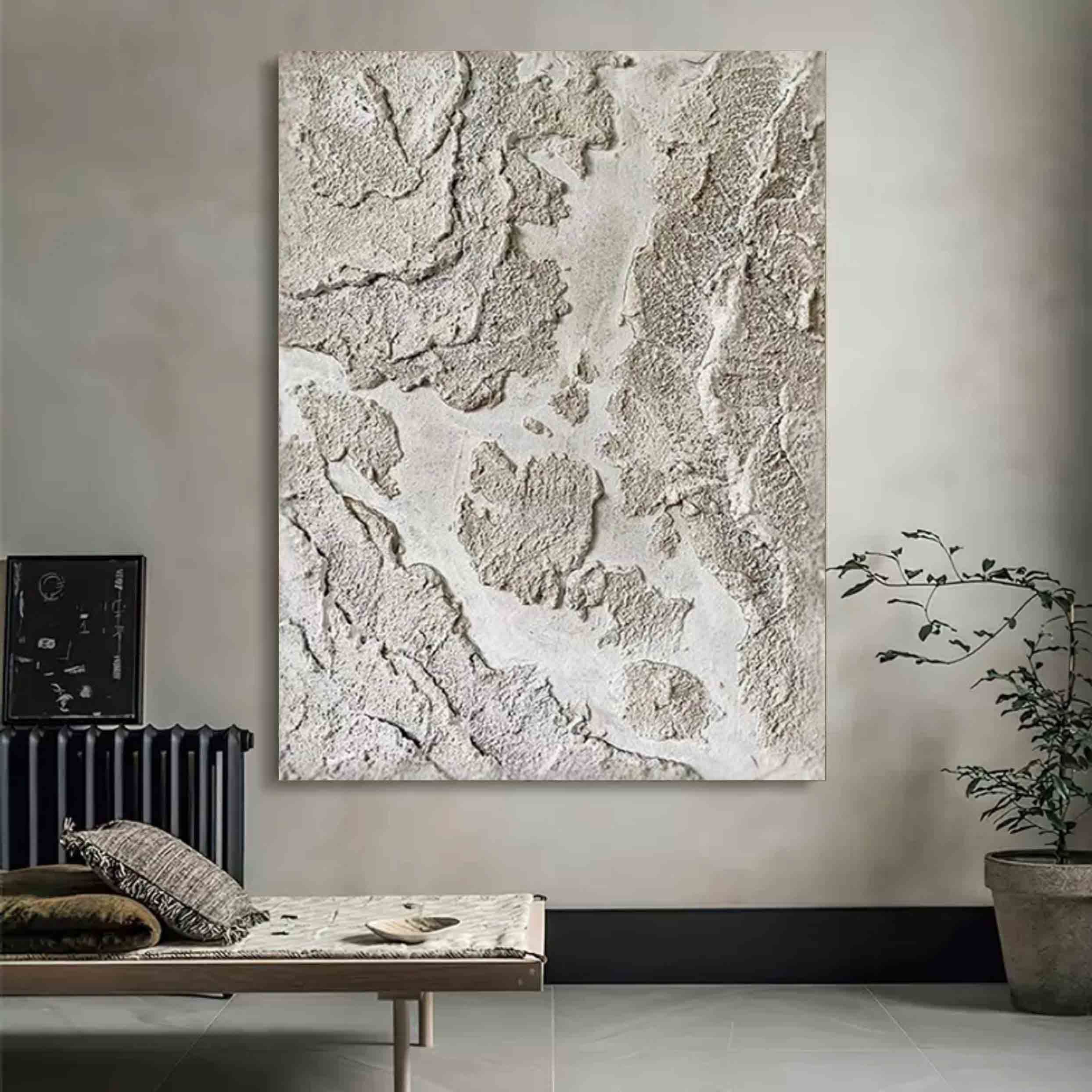 Gray Minimalist Canvas Art For Sale Gray Heavy Acrylic Abstract Painting Wabi Sabi Wall Decor