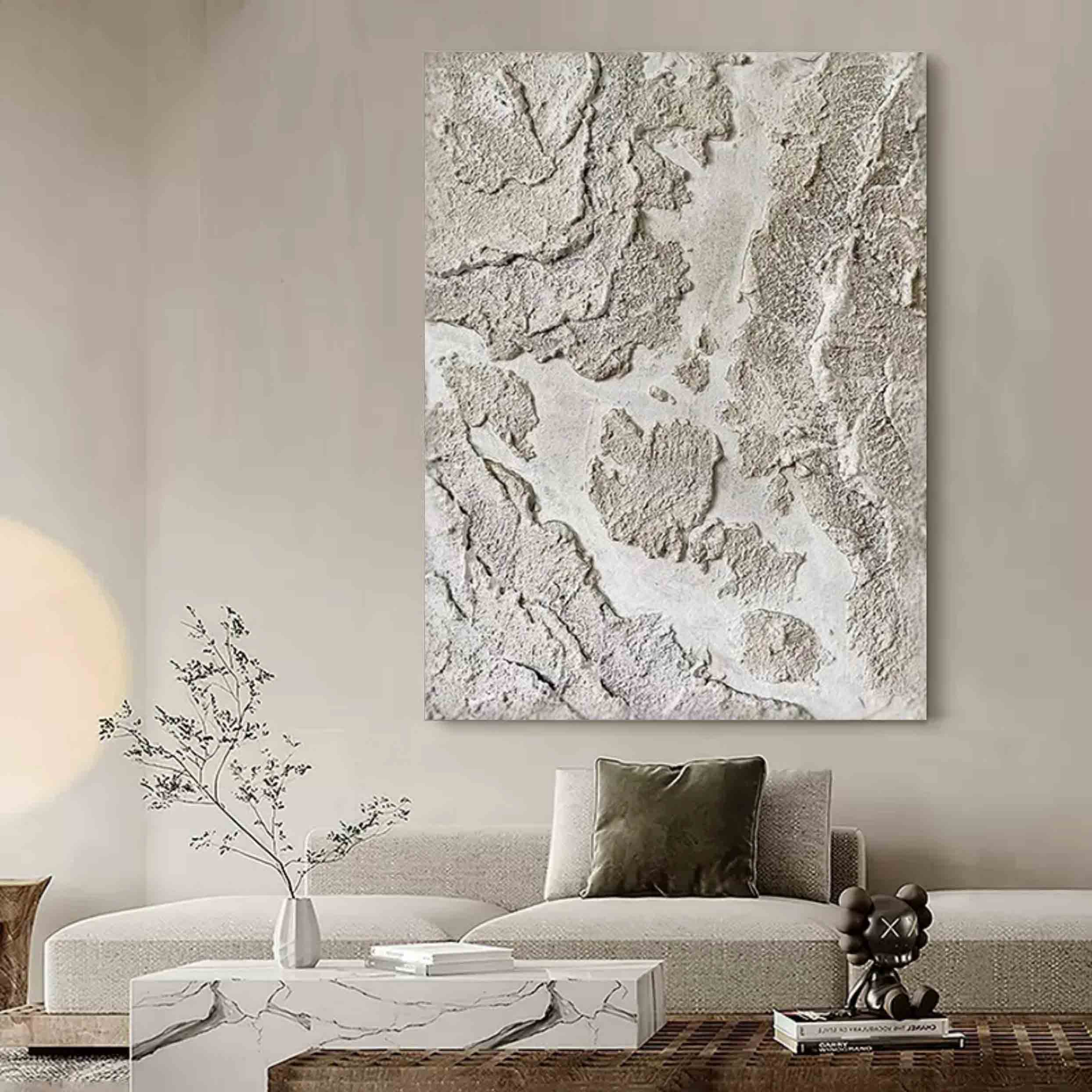 Gray Minimalist Canvas Art For Sale Gray Heavy Acrylic Abstract Painting Wabi Sabi Wall Decor