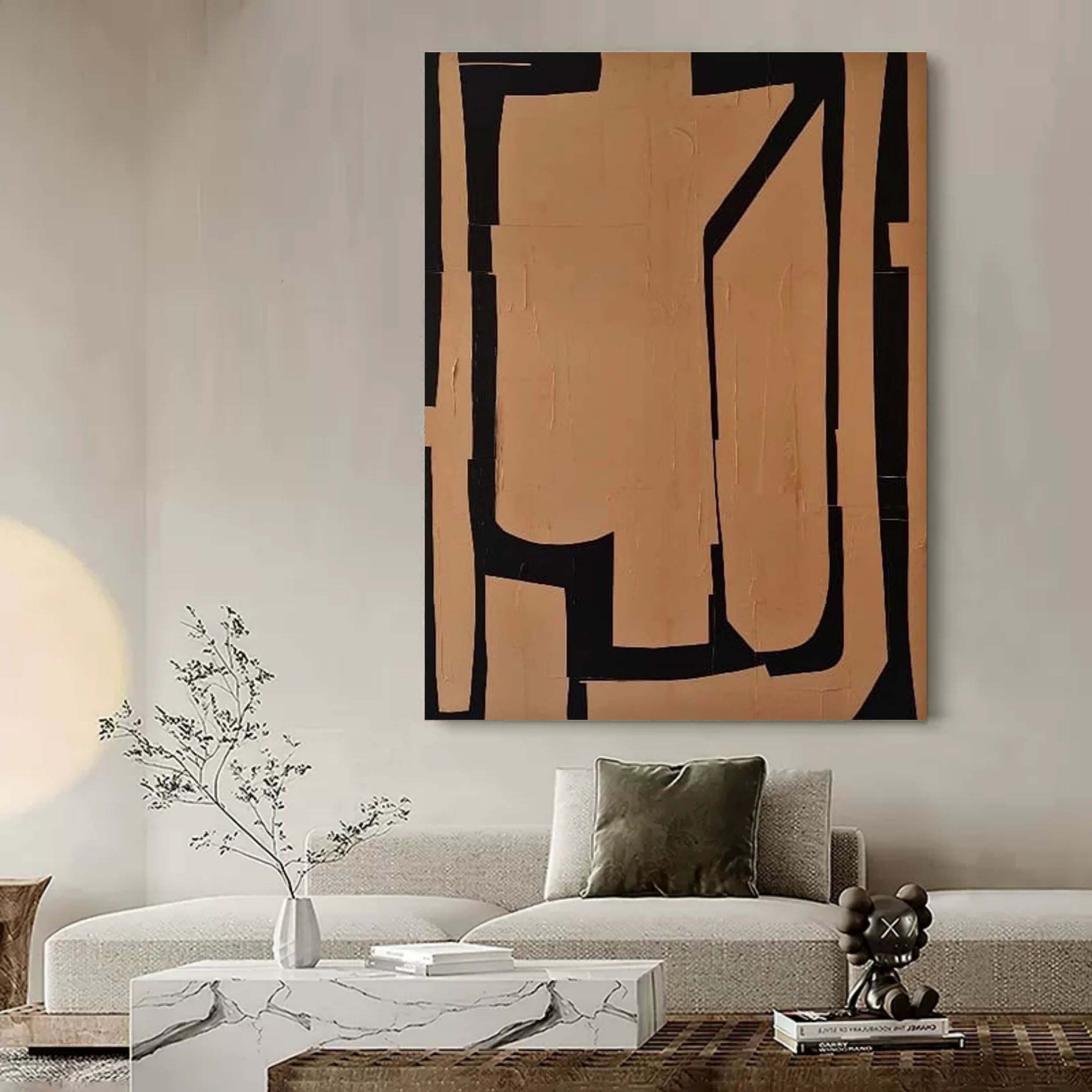 Brown and Black Minimalist Canvas Wall Art Brown Texture Abstract Art Wabi-Sabi Wall Art Brown Painting on Canvas