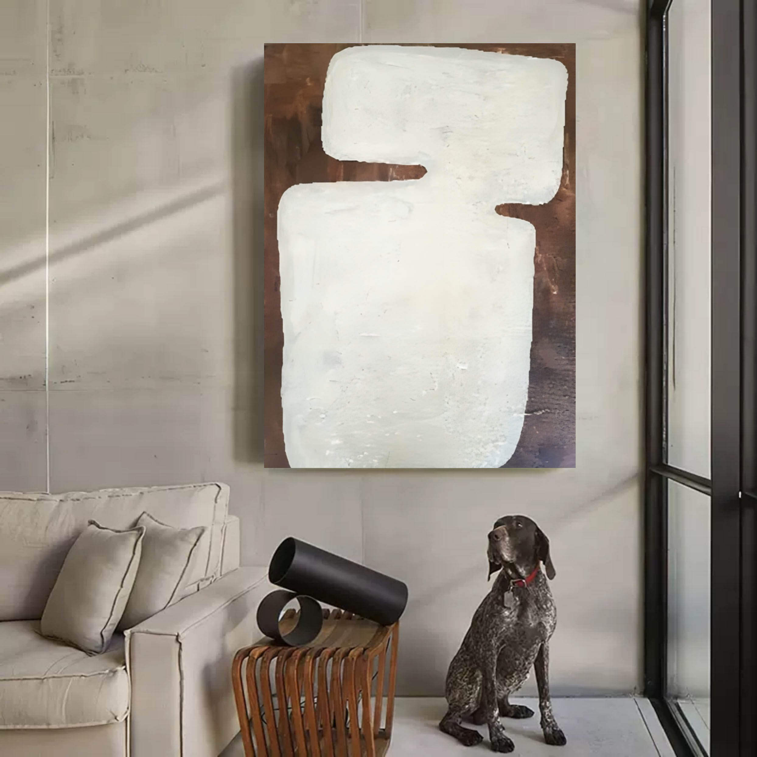 Brown and Gray Minimalist Abstract Art Canvas for Sale Wabi Sabi Art Painting Wabi-Sabi Wall Decor