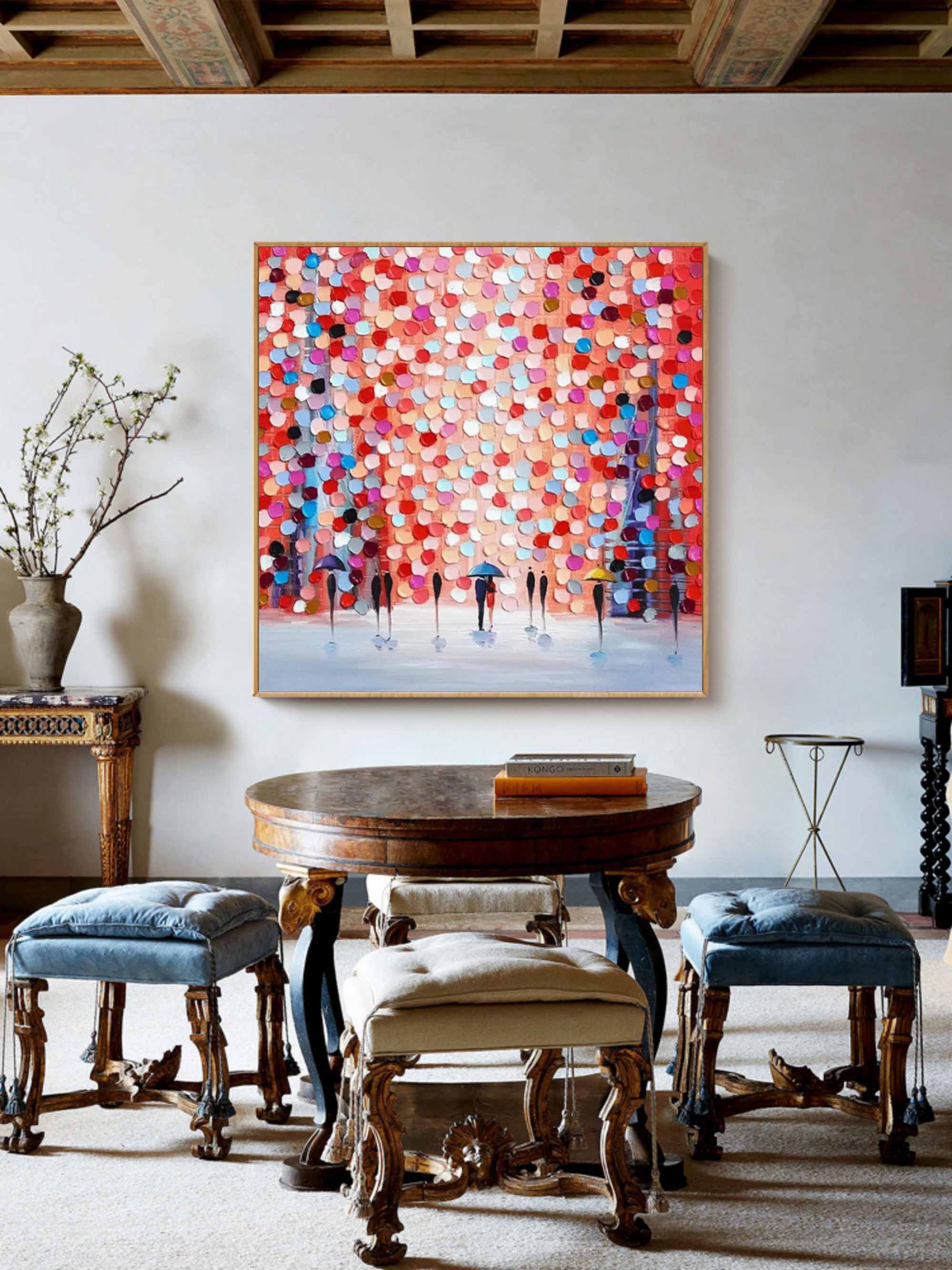 Palette Knife Canvas Oil Painting Palette Knife Texture Wall Art Colorful Abstract Textured Painting