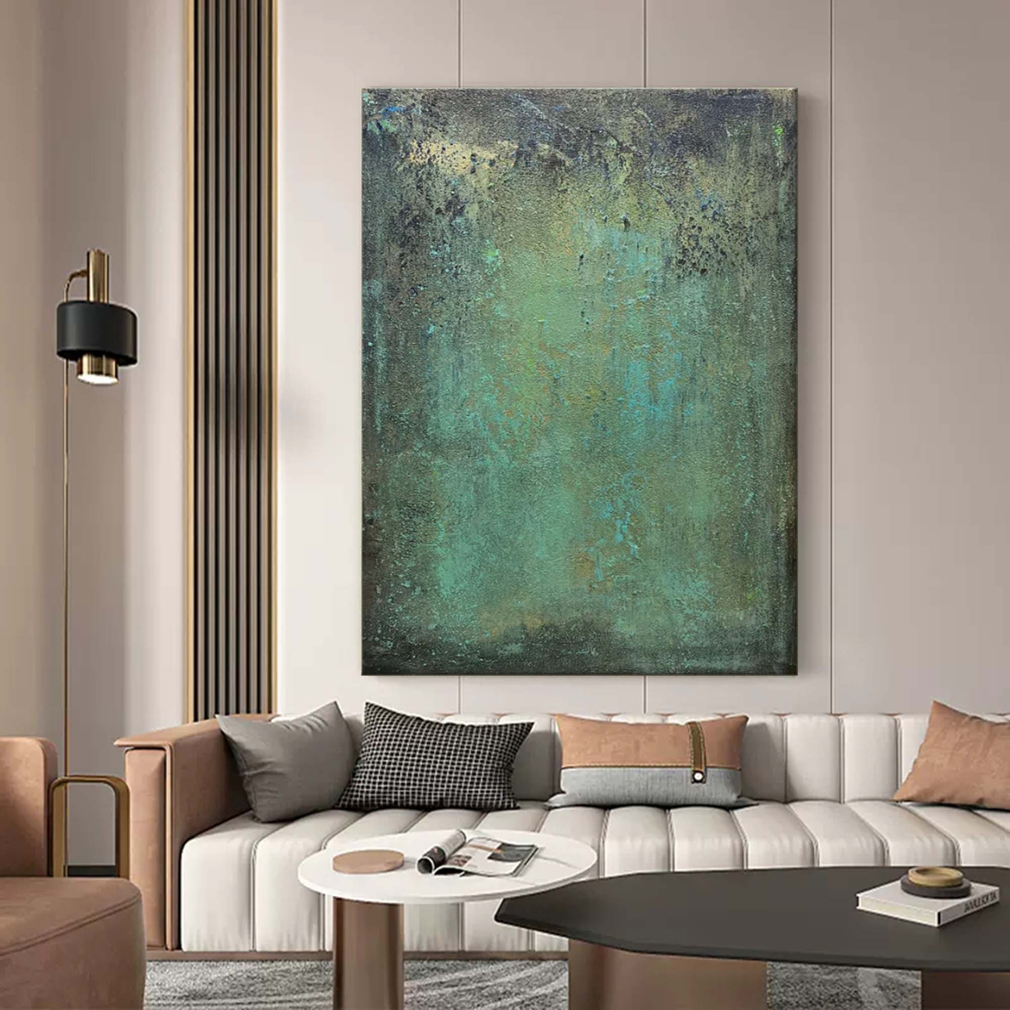 Green Oil Painting Green Textured Painting Abstract Art Canvas Green Abstract Home Hanging Painting