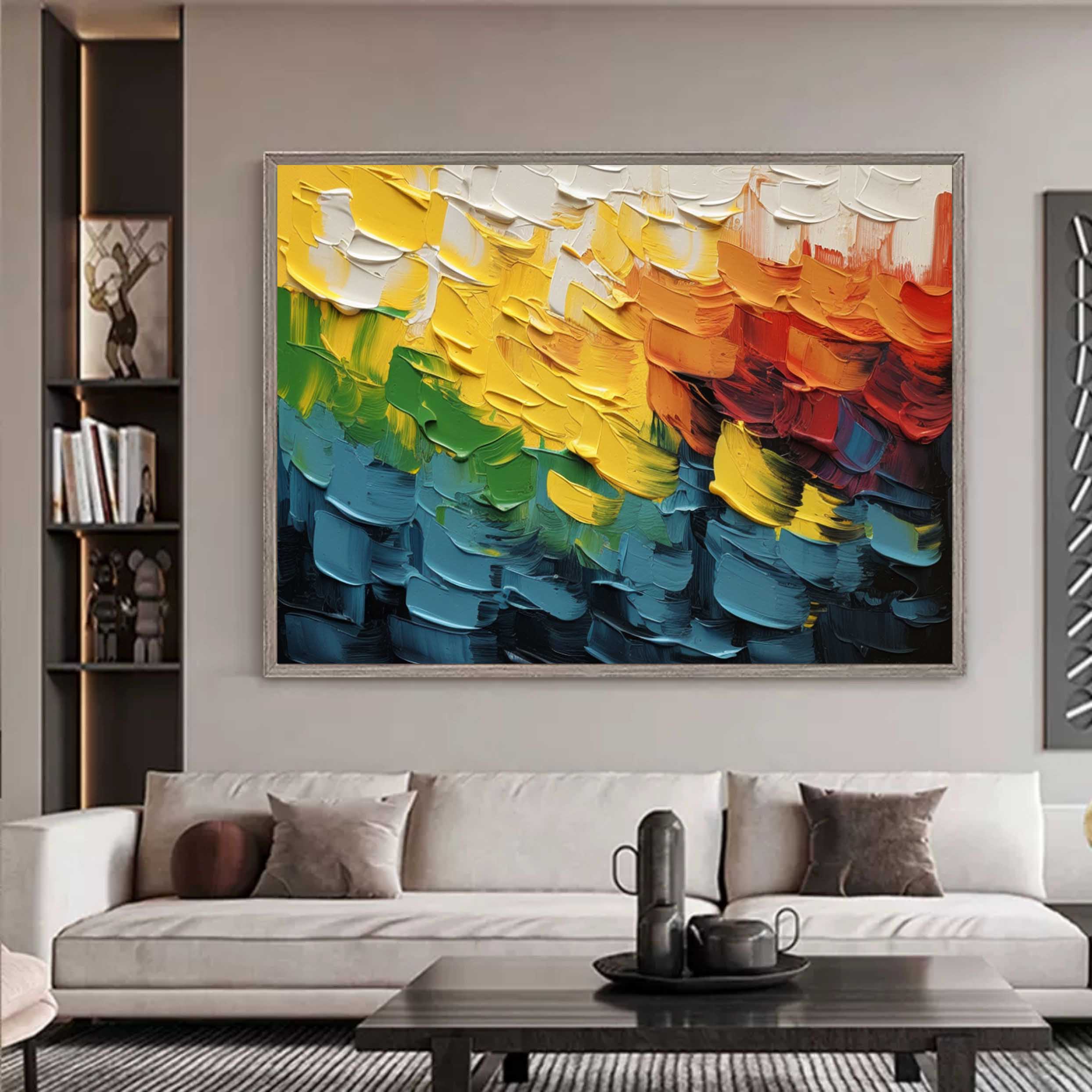 Large Colorful Abstract Texture Painting Abstract Palette Wall Art ...