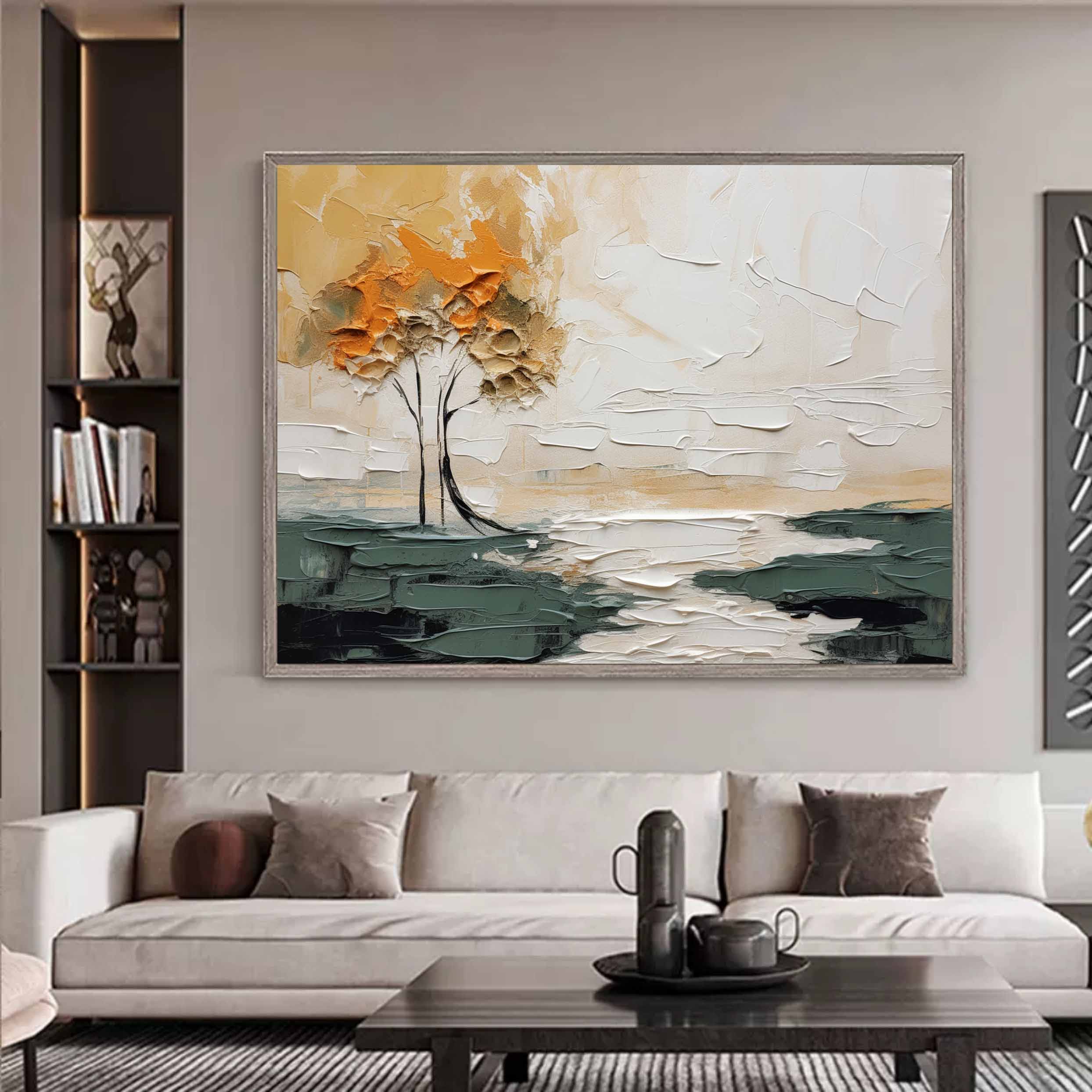 Large Abstract Landscape Art Landscape Minimalist Wall Art Decor Landscape Textured Oil Painting