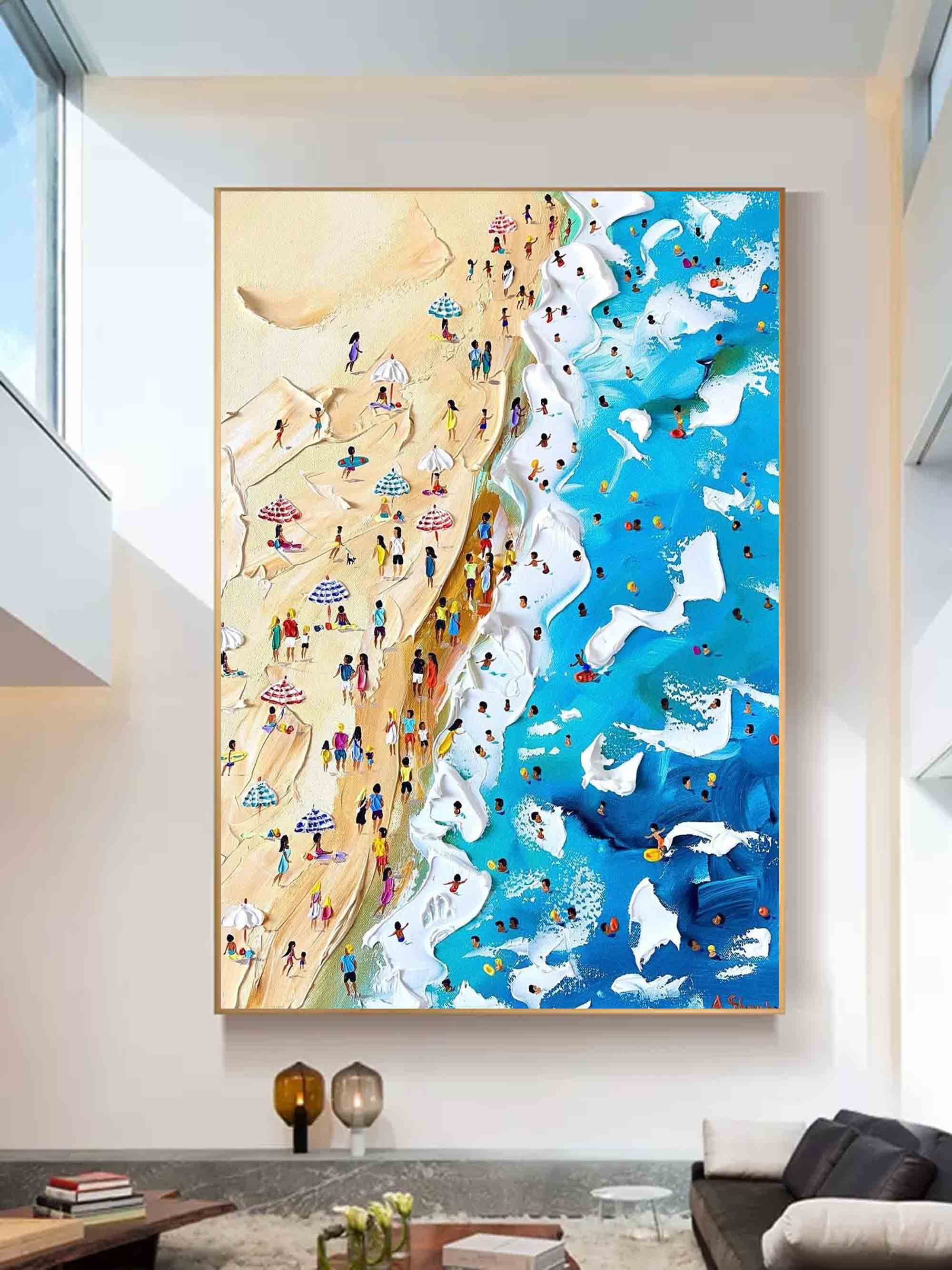 Ocean Wave Beach Oil Painting For Sale Summer Seaside Holiday Painting Plaster Canvas Art