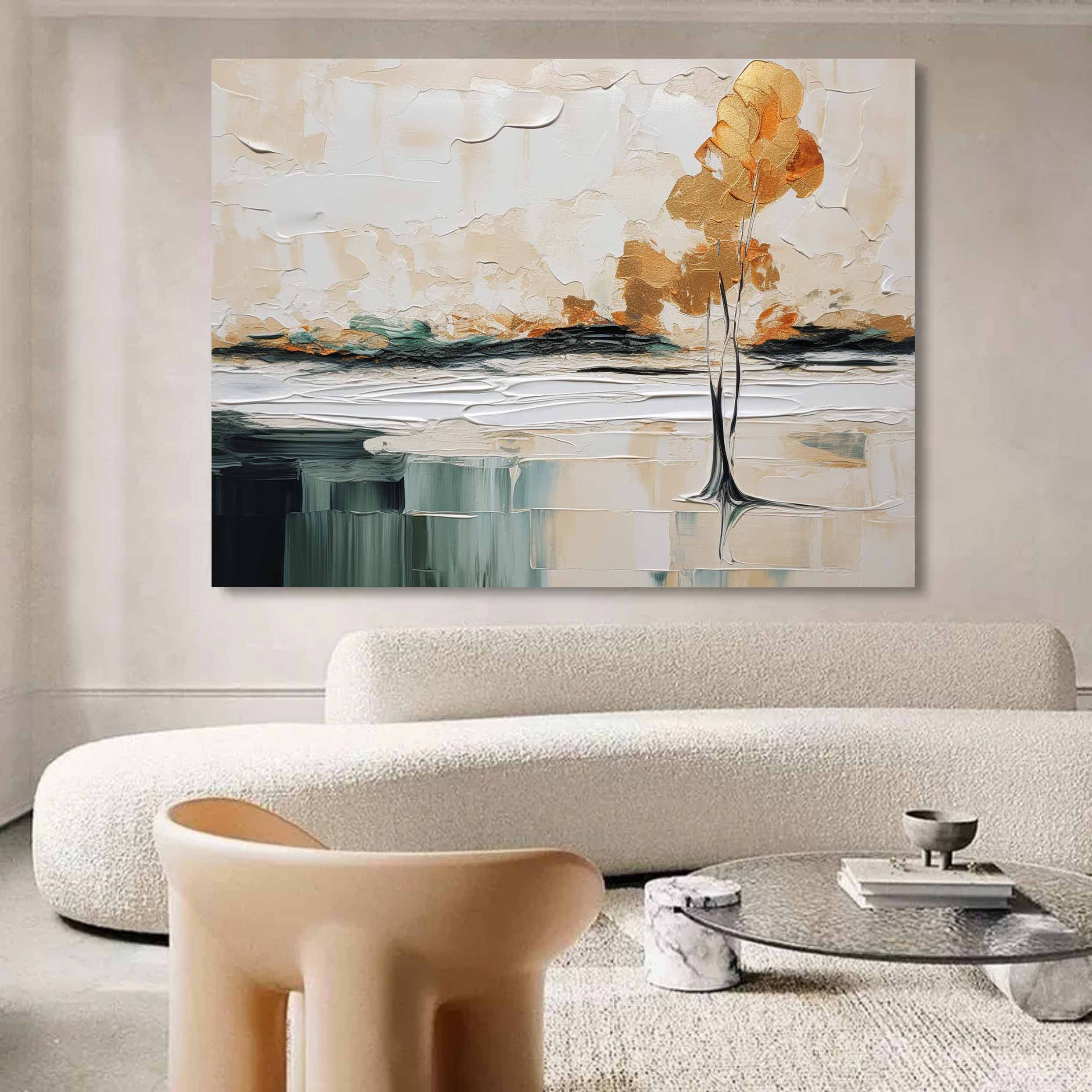 Beige Abstract Landscape Art Beige Minimalist Landscape Oil Painting Landscape Textured Wall Art