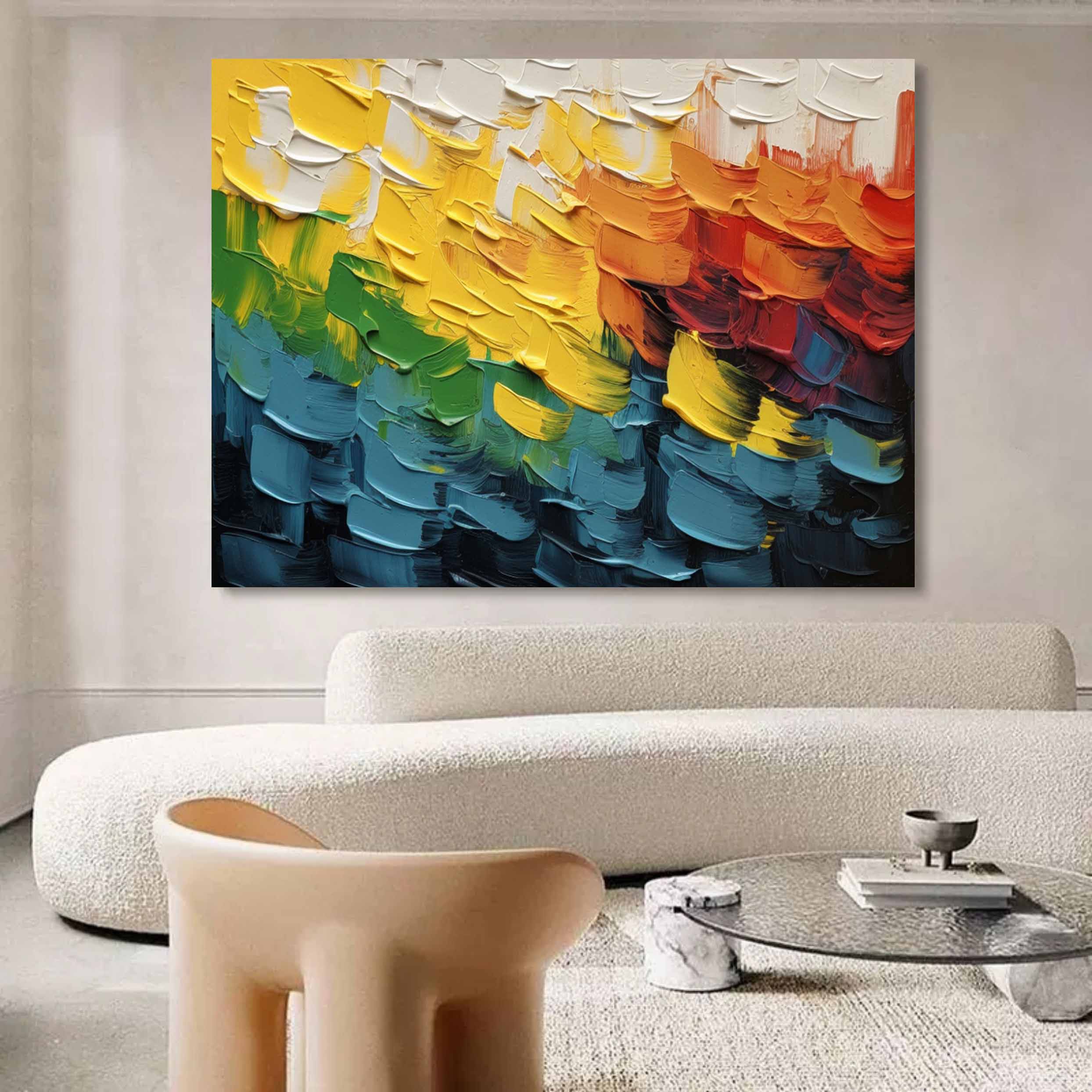 Large Colorful Abstract Texture Painting Abstract Palette Wall Art Colorful Thick Texture Canvas Art