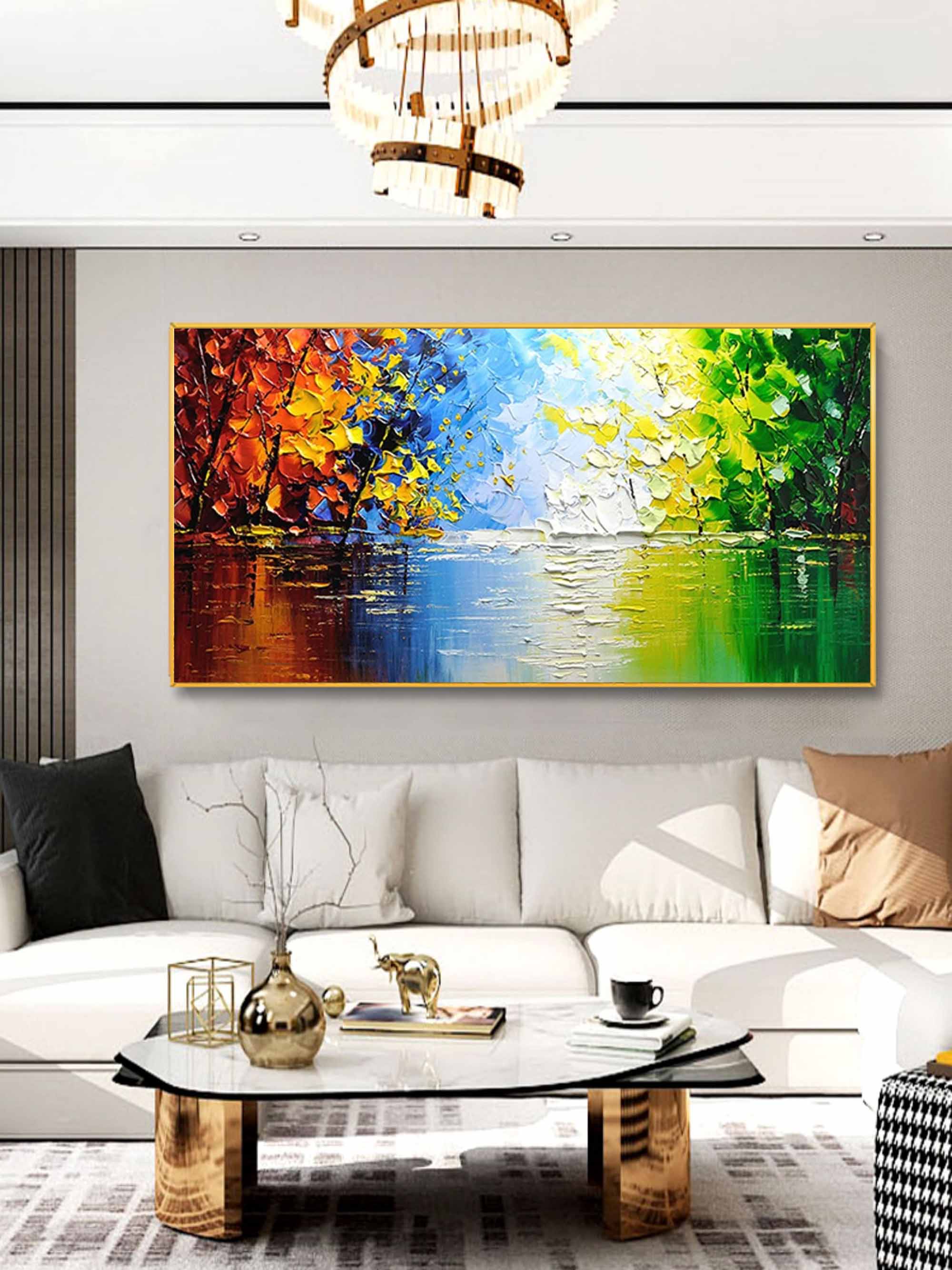 Large Knife Color Painting Palette Knife Painting On Canvas Colorful Textured Abstract Art Wall Art