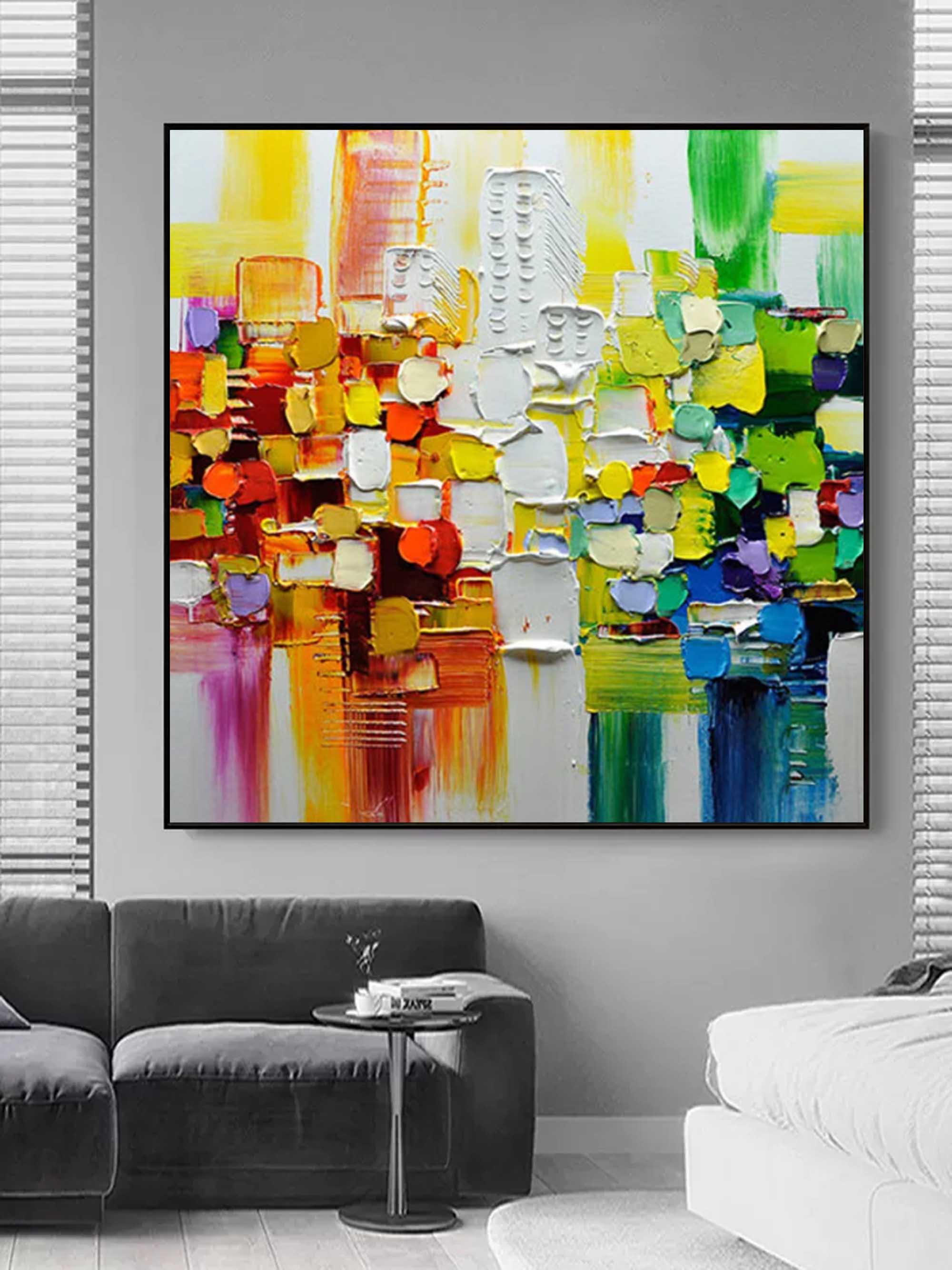 Color Oil Paintings Palette Knife Wall Art Palette Abstract Knife Canvas Painting Color Abstract Art